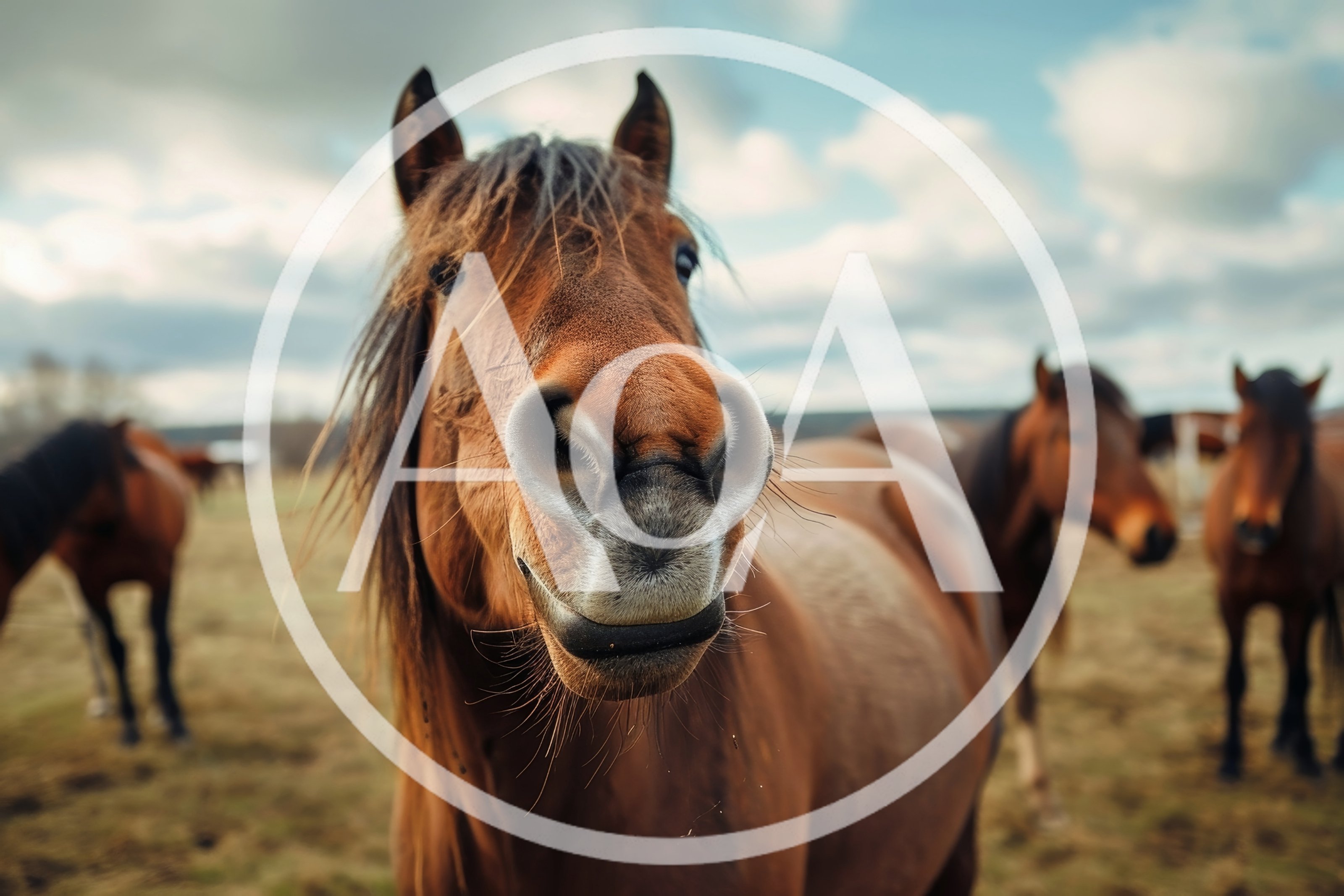 Close Up Portrait Of A Brown Horse In A Field