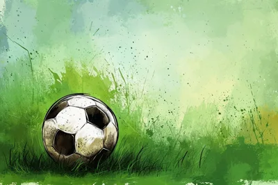 Soccer Ball Resting On Grassy Field Illustration