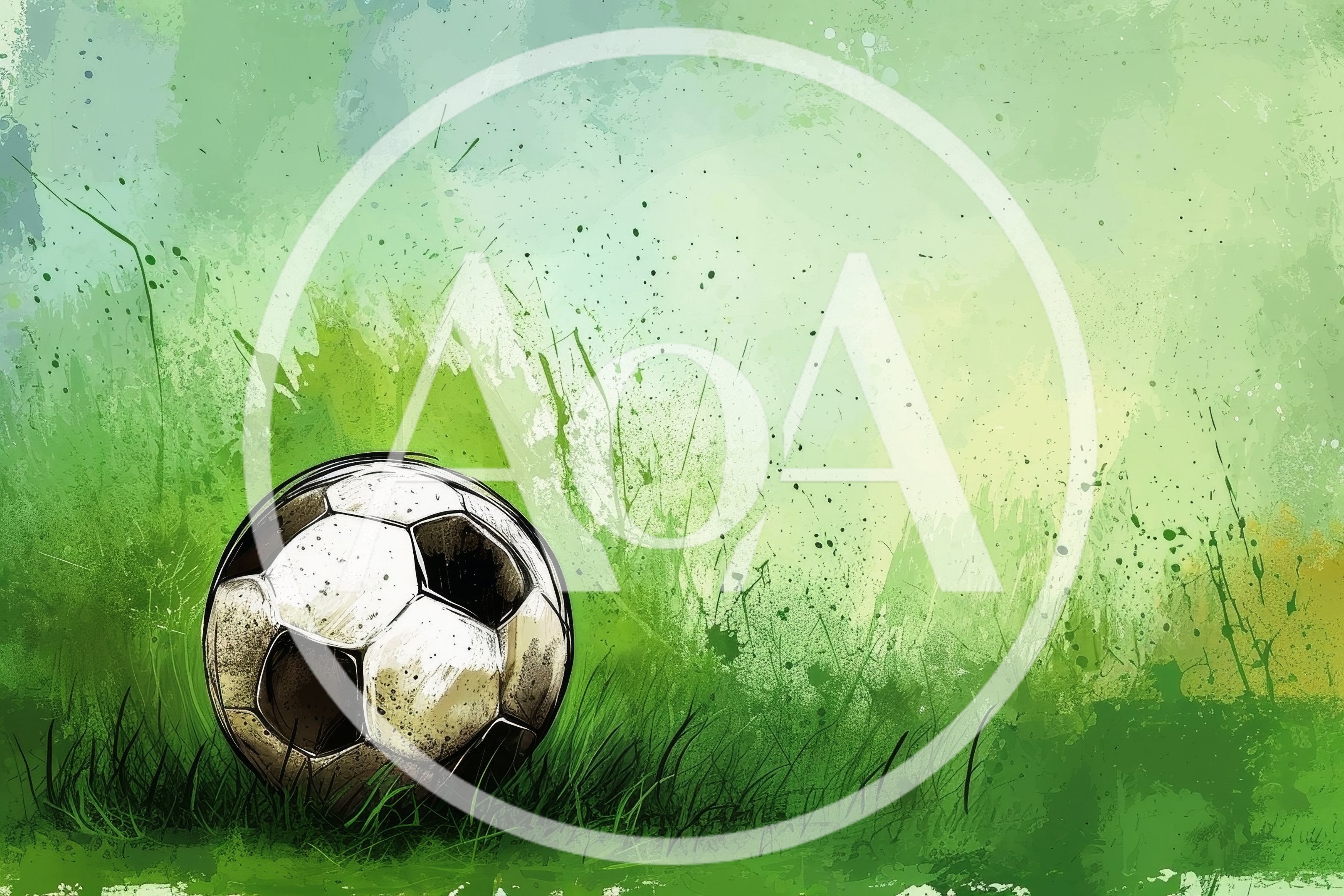 Soccer Ball Resting On Grassy Field Illustration