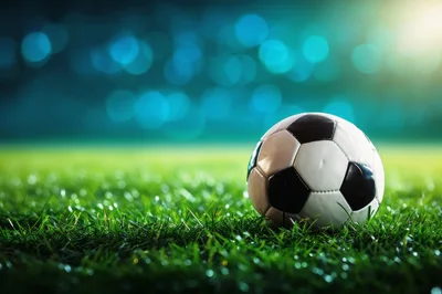 Soccer Ball Resting On Green Grass Field