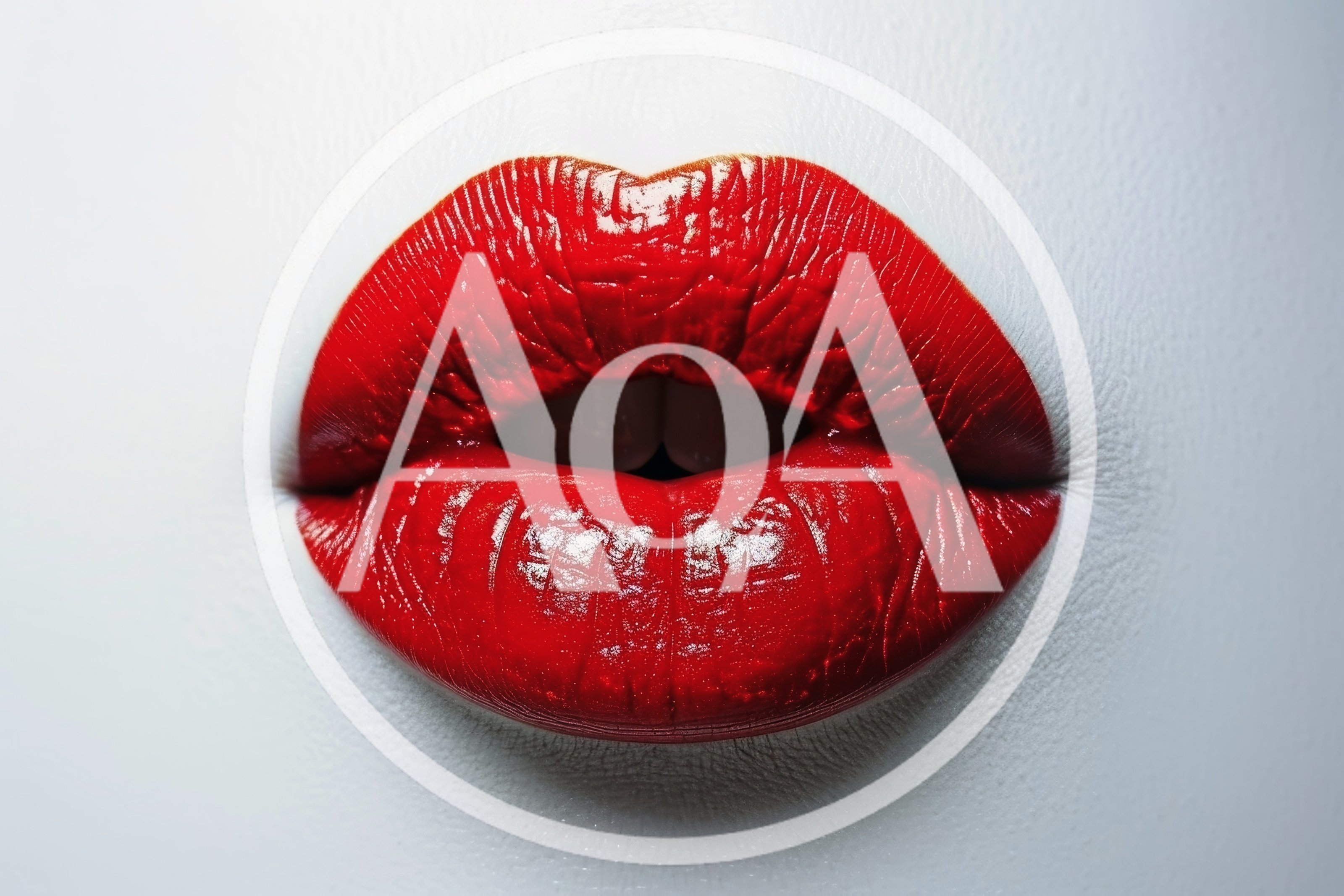 Close Up Of Woman With Bright Red Lipstick
