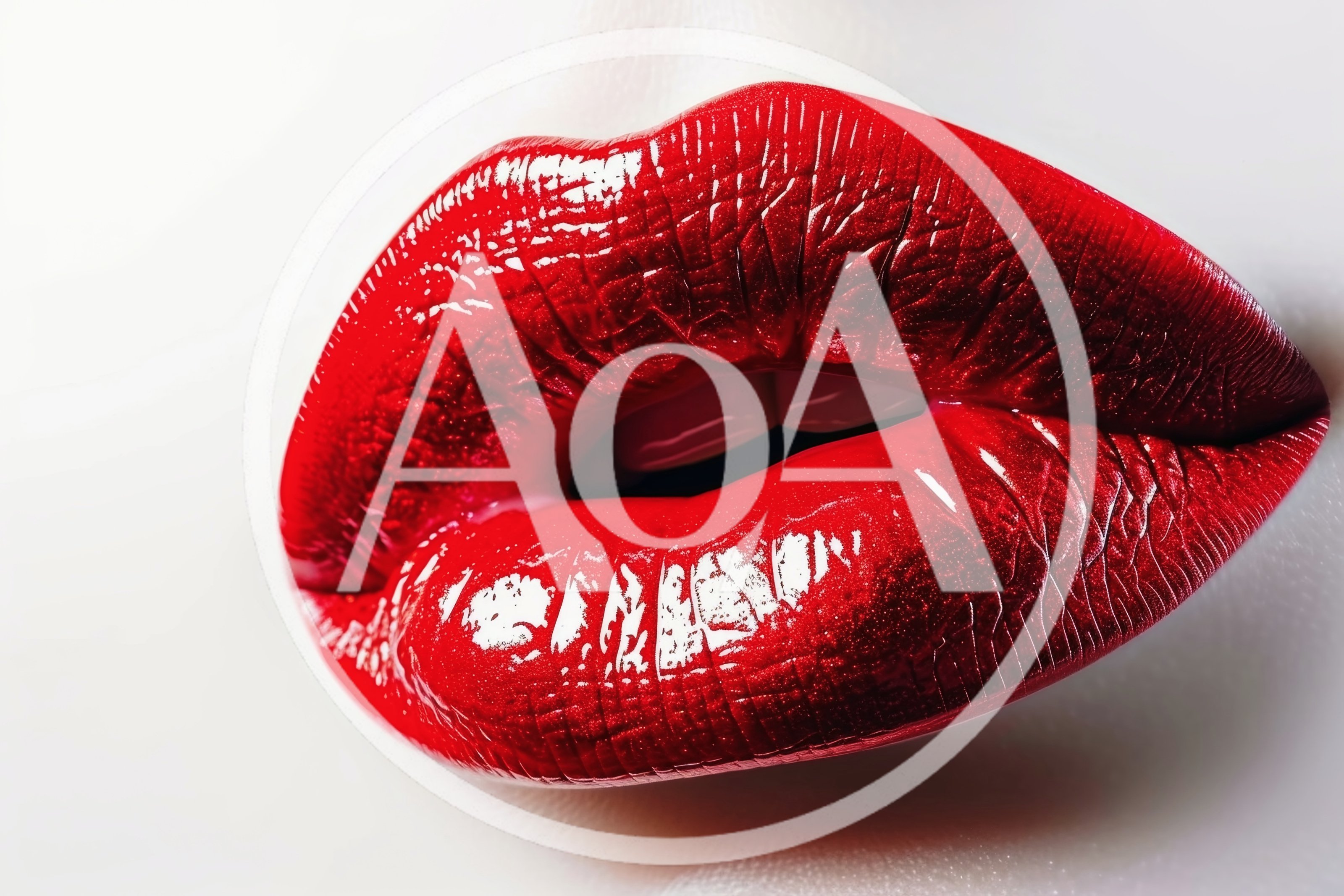 Close Up Of Woman With Glossy Red Lips