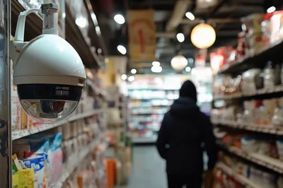 Security Camera Monitoring Shopper In A Grocery Store