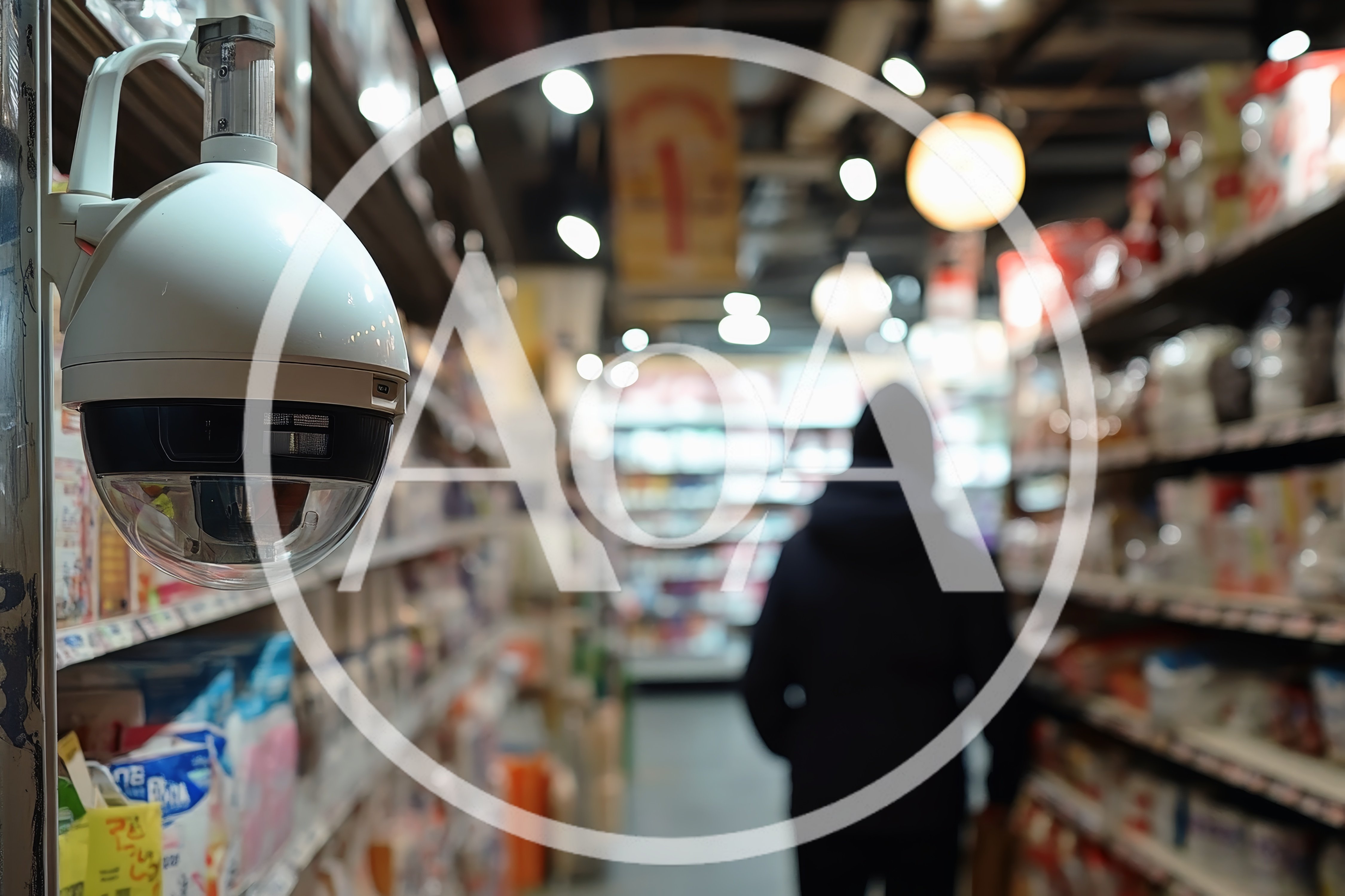 Security Camera Monitoring Shopper In A Grocery Store