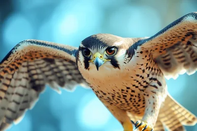 Peregrine Falcon In Flight With Wings Spread