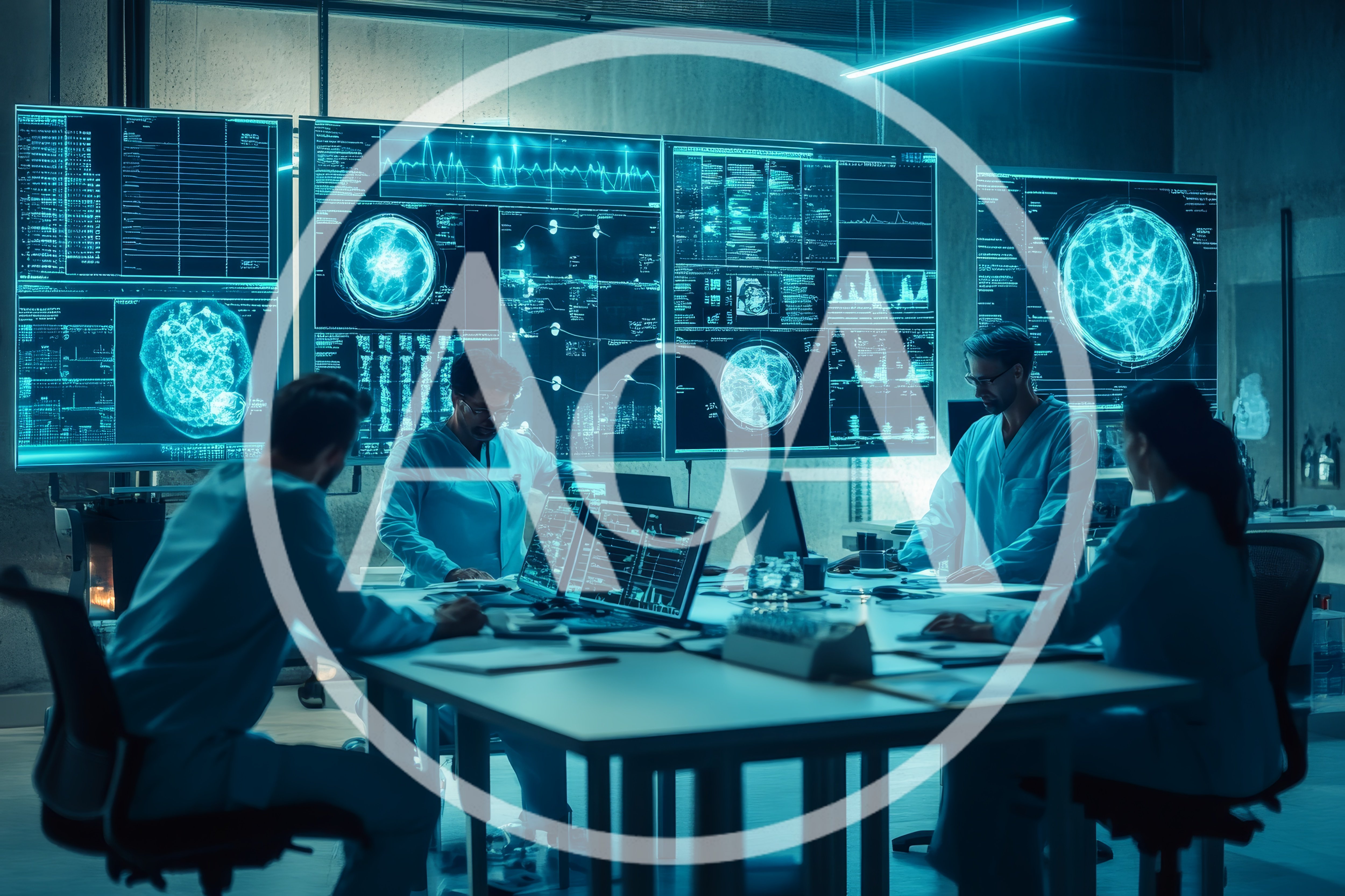 Scientific Research Team Analyzing Data in High Tech Laboratory