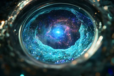 Cosmic Wormhole Tunnel Through Deep Space Galaxy