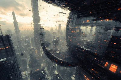 Futuristic Cyberpunk Megacity With Massive Floating Structures