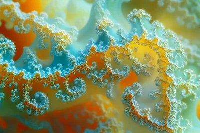 Abstract Fractal Pattern With Swirling Blue And Orange Shapes