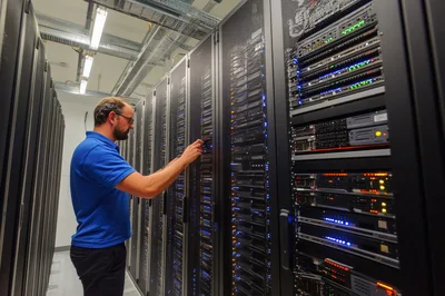 IT Technician Working In A Modern Data Center