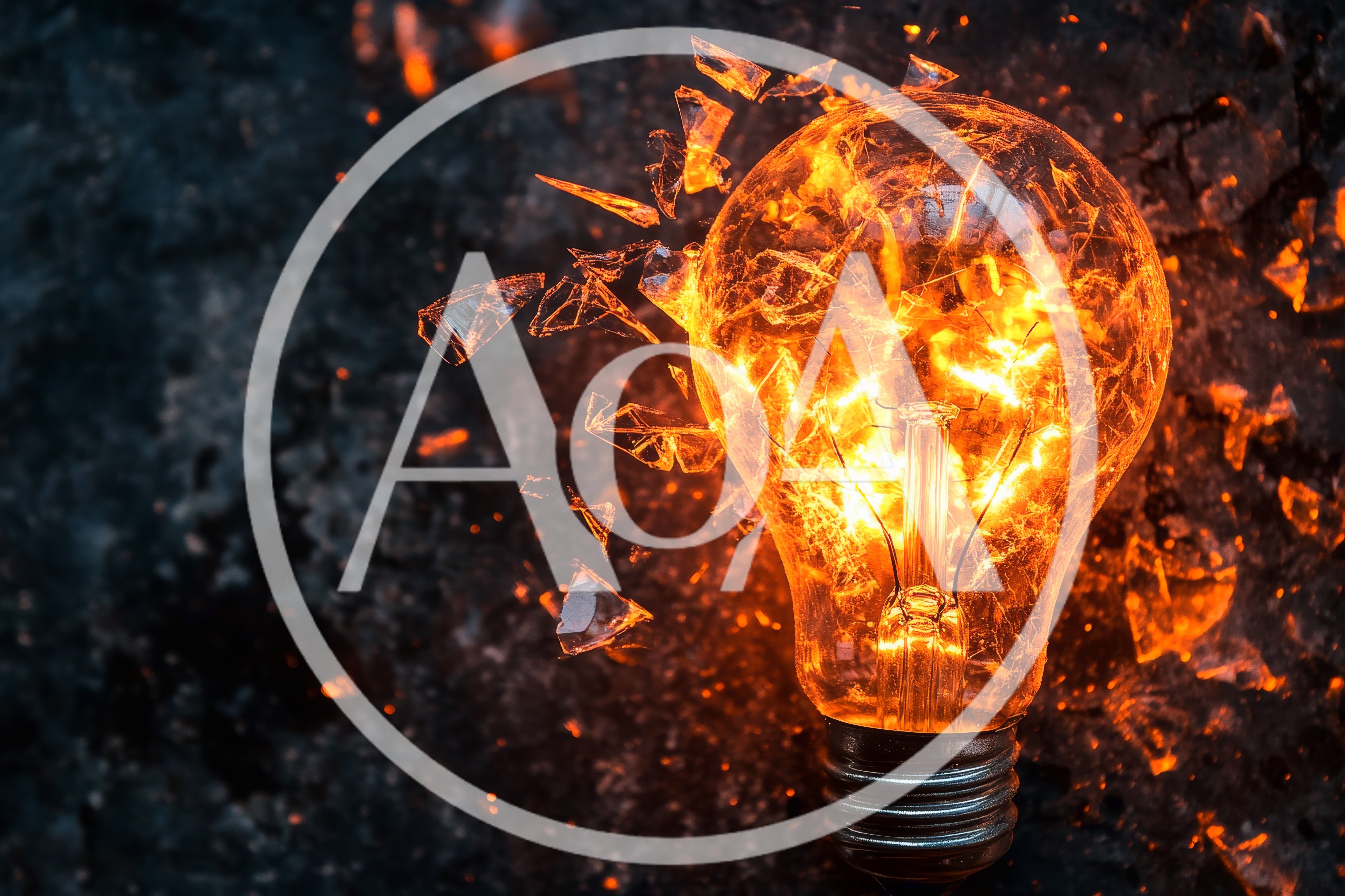 Shattering Light Bulb With Glowing Internal Fire