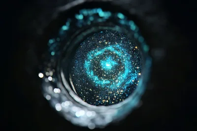 Abstract Galaxy Swirl Inside A Glass Jar