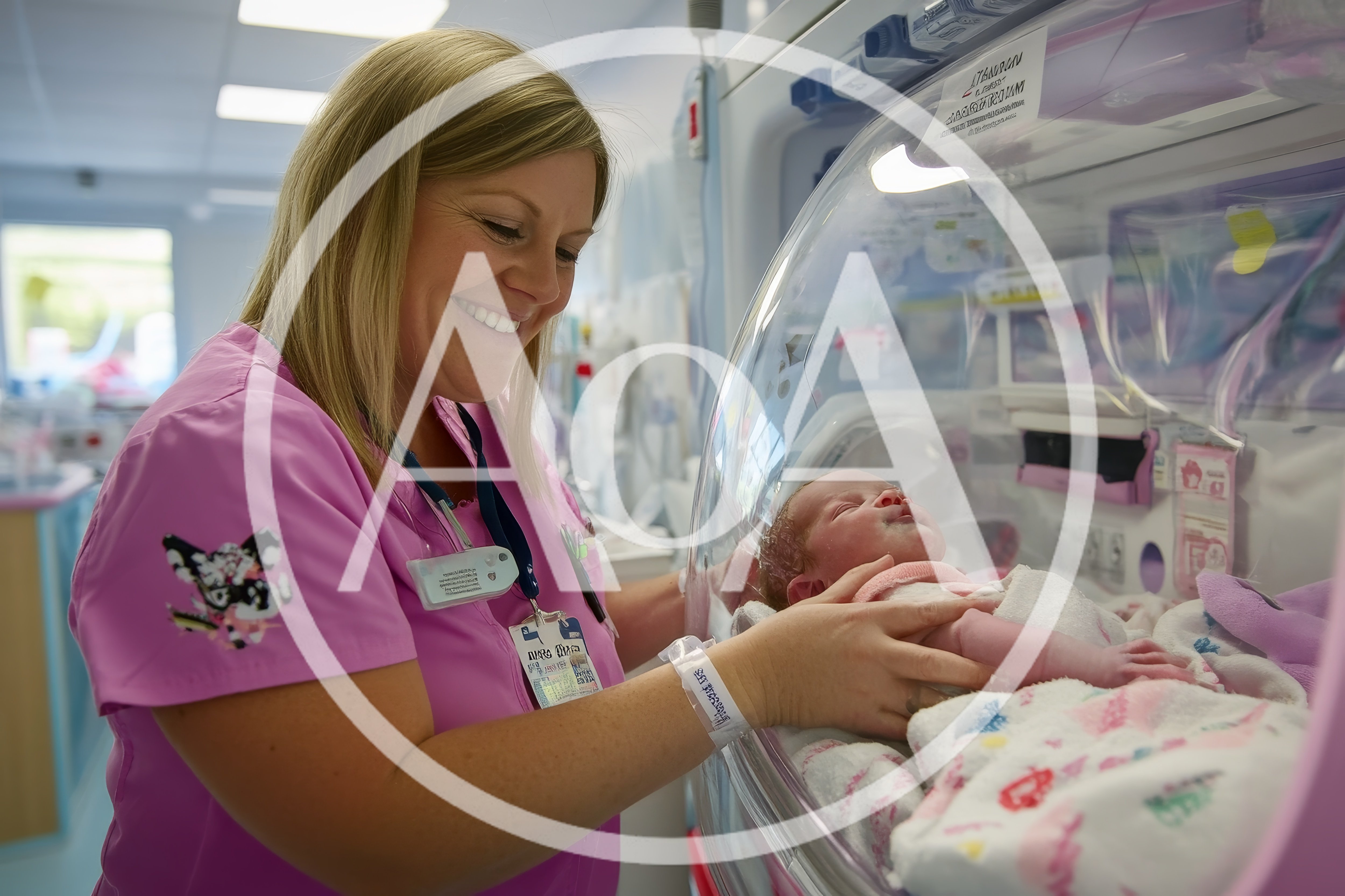 Neonatal Nurse Caring For Newborn In Hospital Incubator