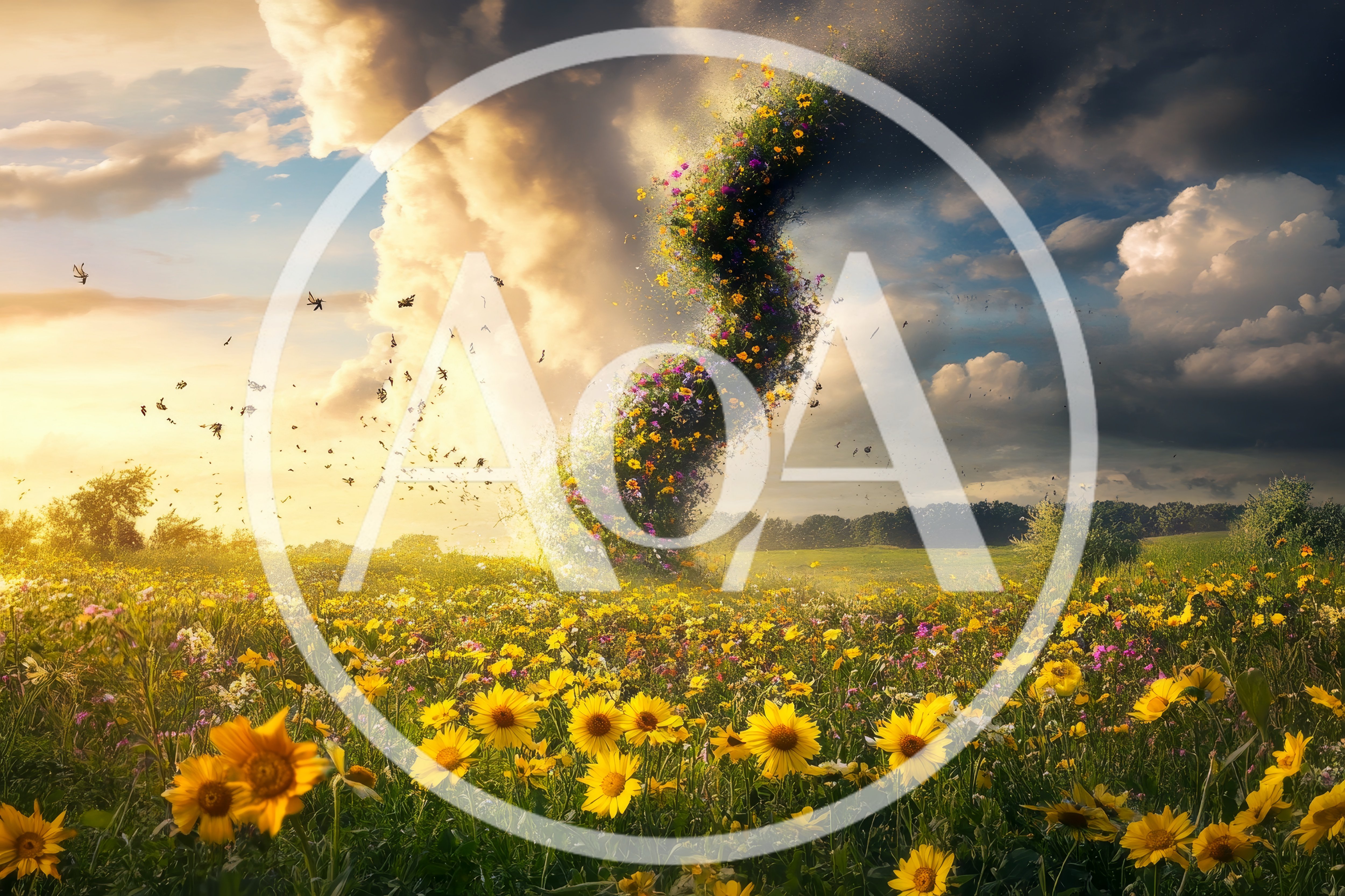 Surreal Tornado Of Wildflowers In A Sunny Meadow