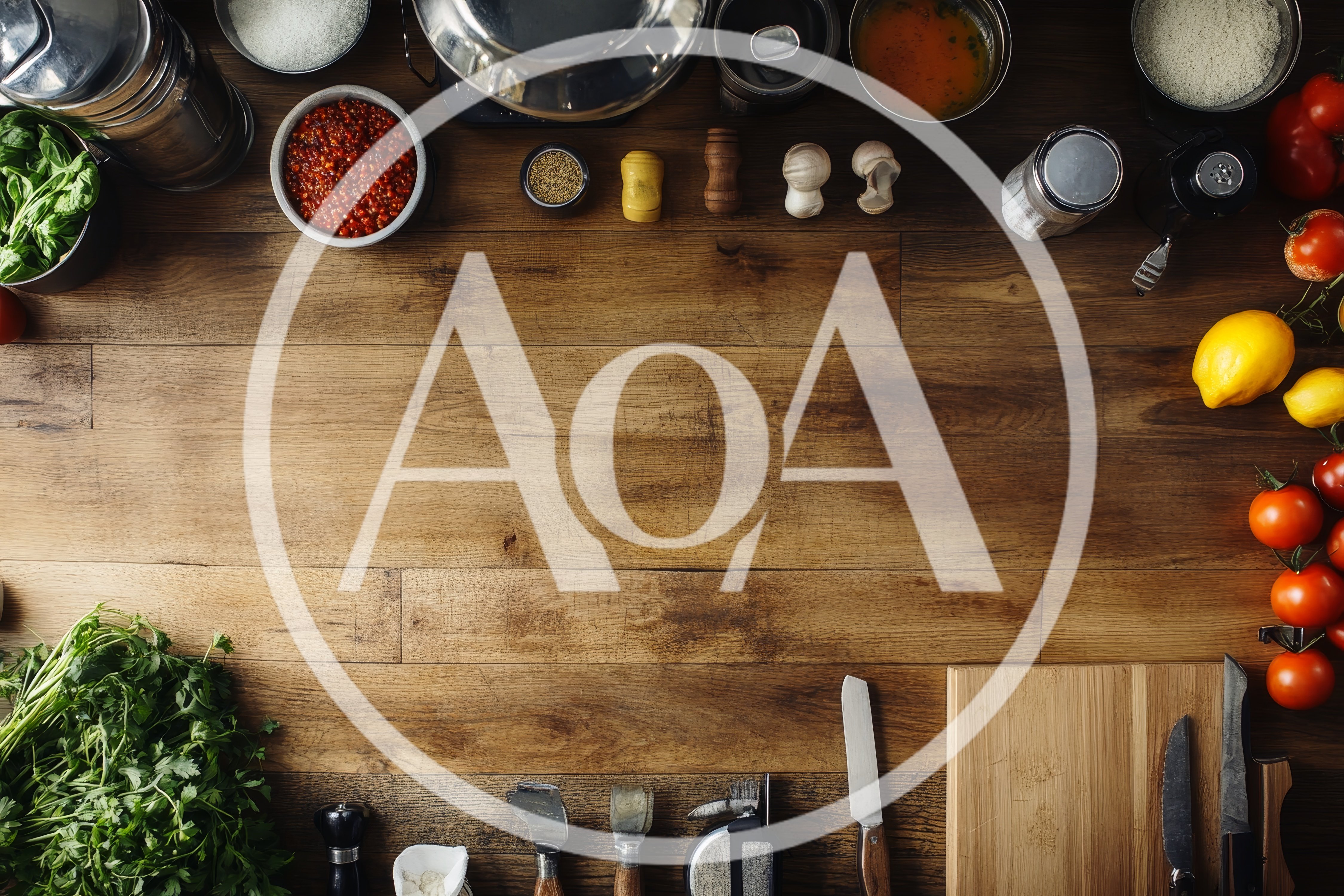 Top View Of Fresh Ingredients On Wooden Kitchen Table
