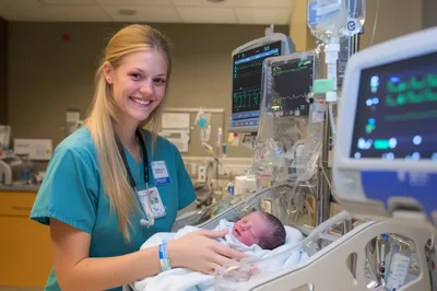 Neonatal Nurse Caring For Newborn In Hospital Incubator