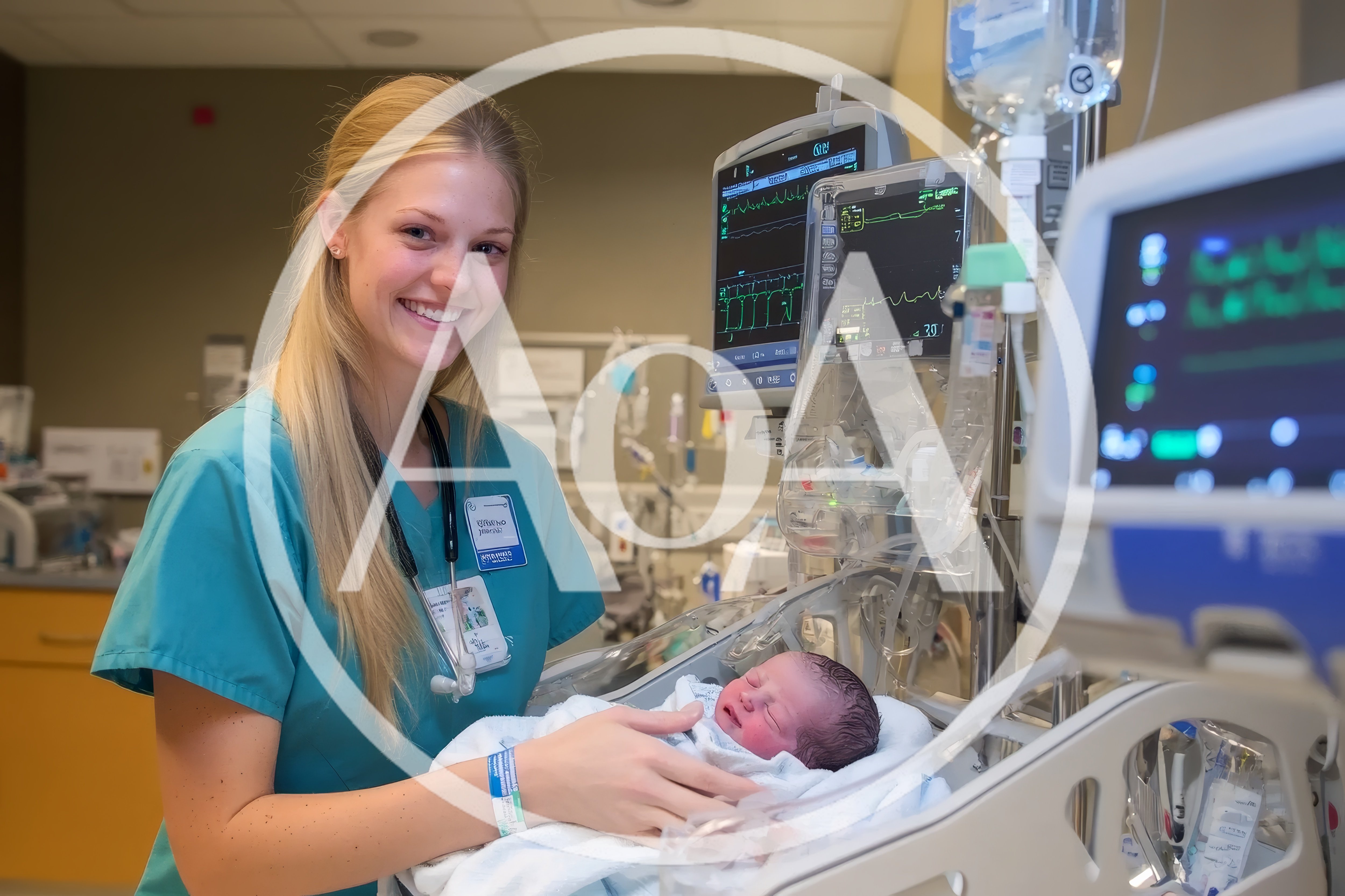Neonatal Nurse Caring For Newborn In Hospital Incubator