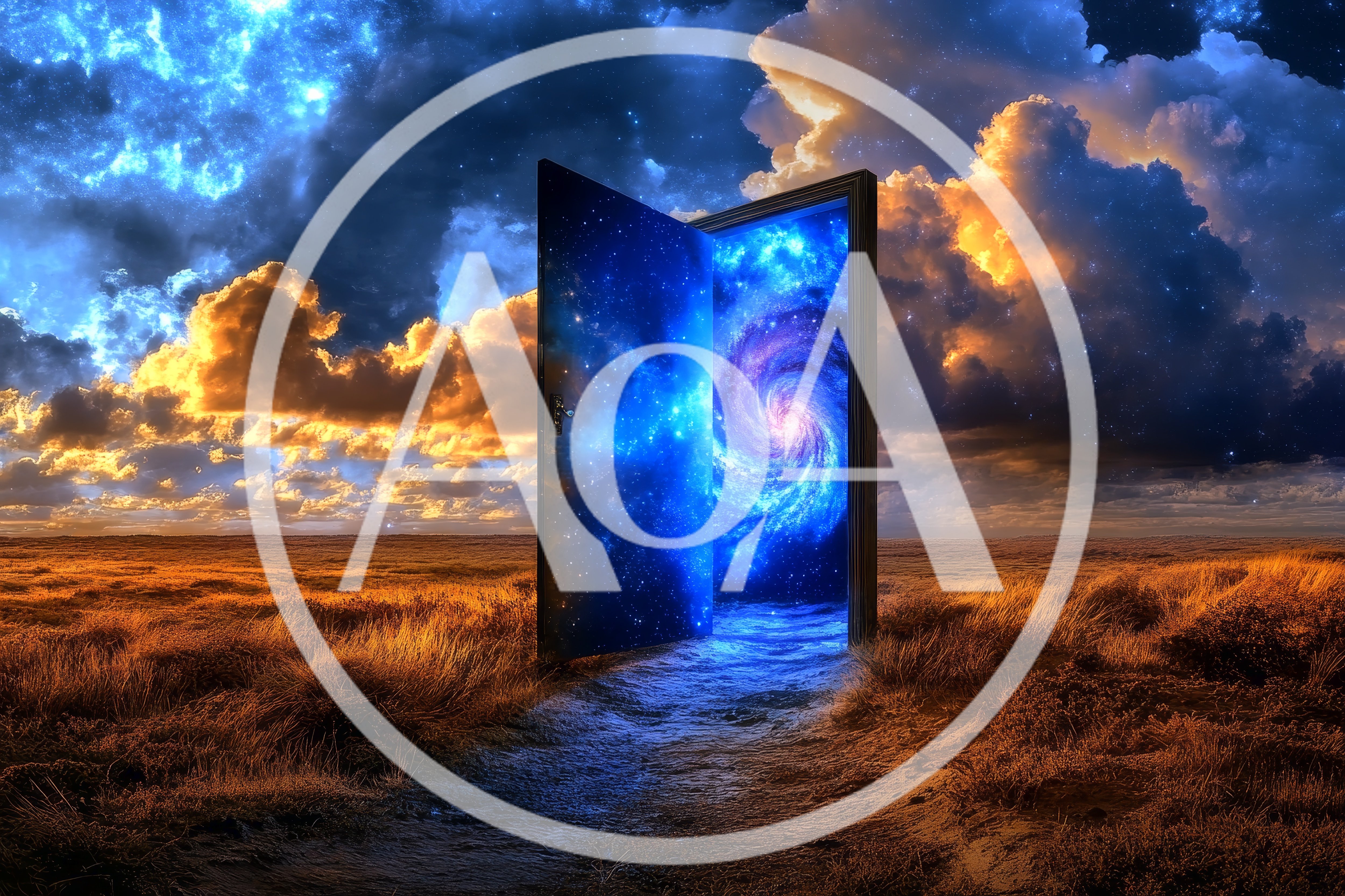 Surreal Doorway Opening To A Glowing Cosmic Galaxy
