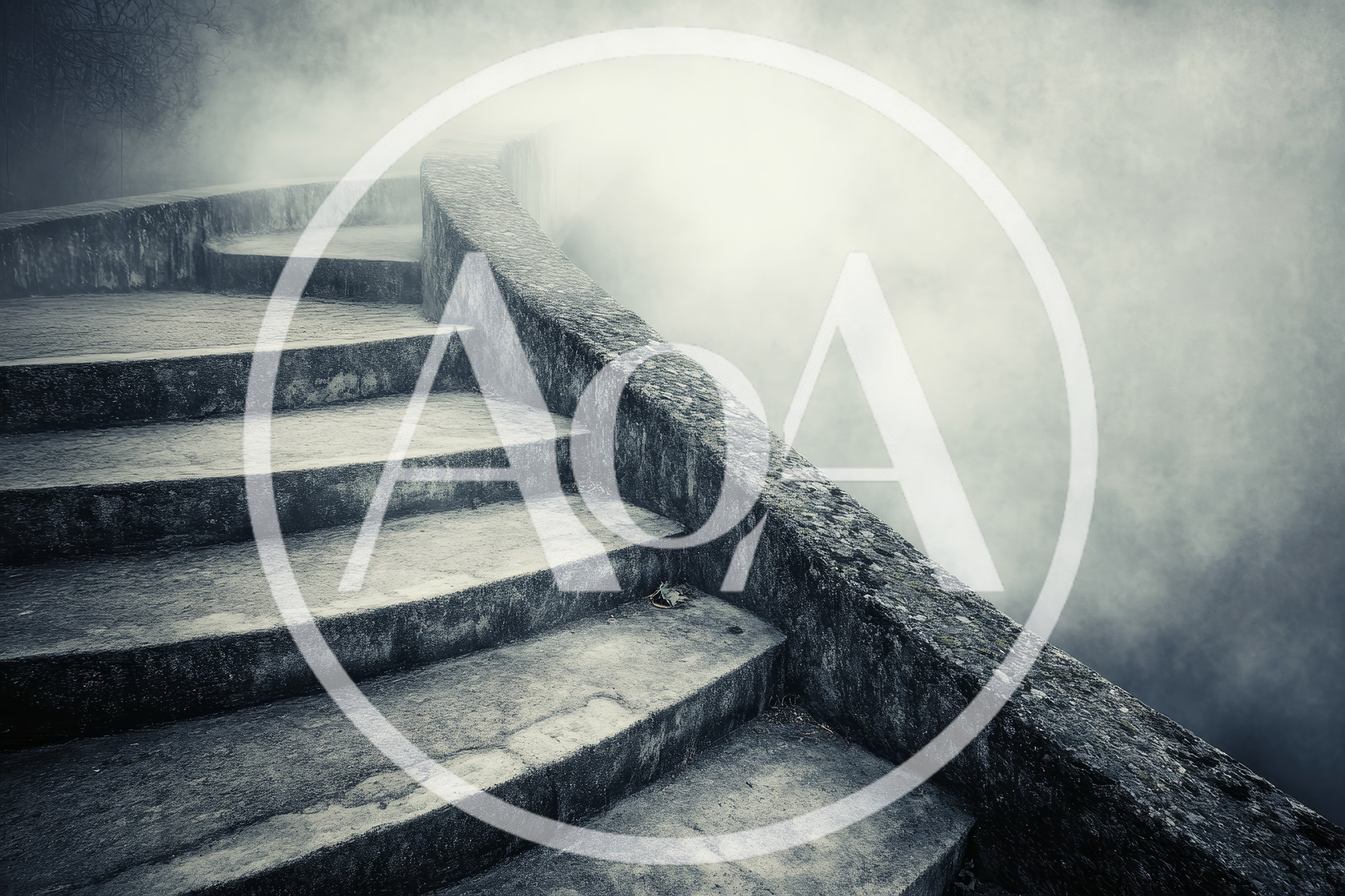 Stone Staircase Leading Into Thick Fog