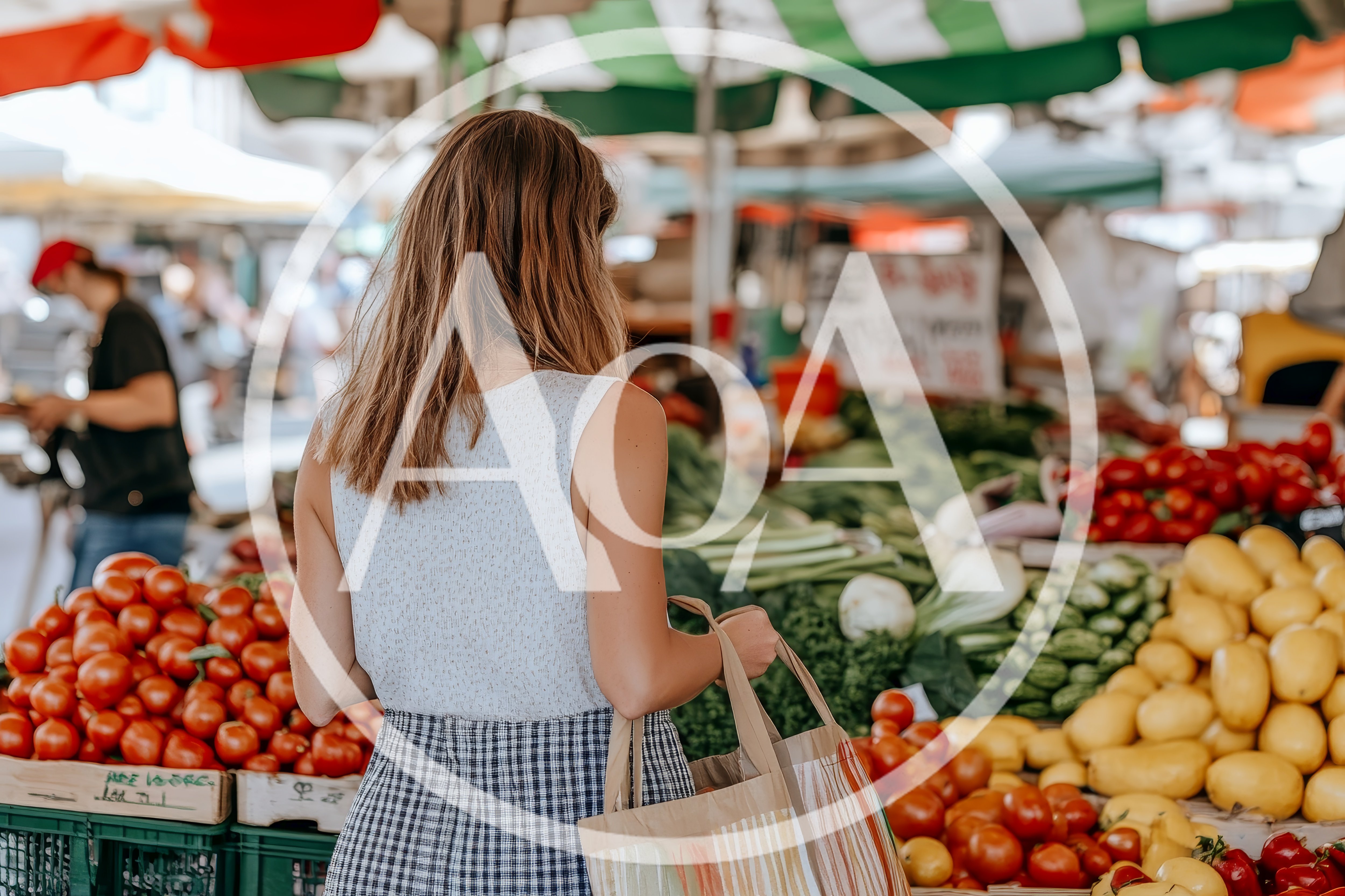 Woman Shopping For Fresh Produce At Outdoor Market