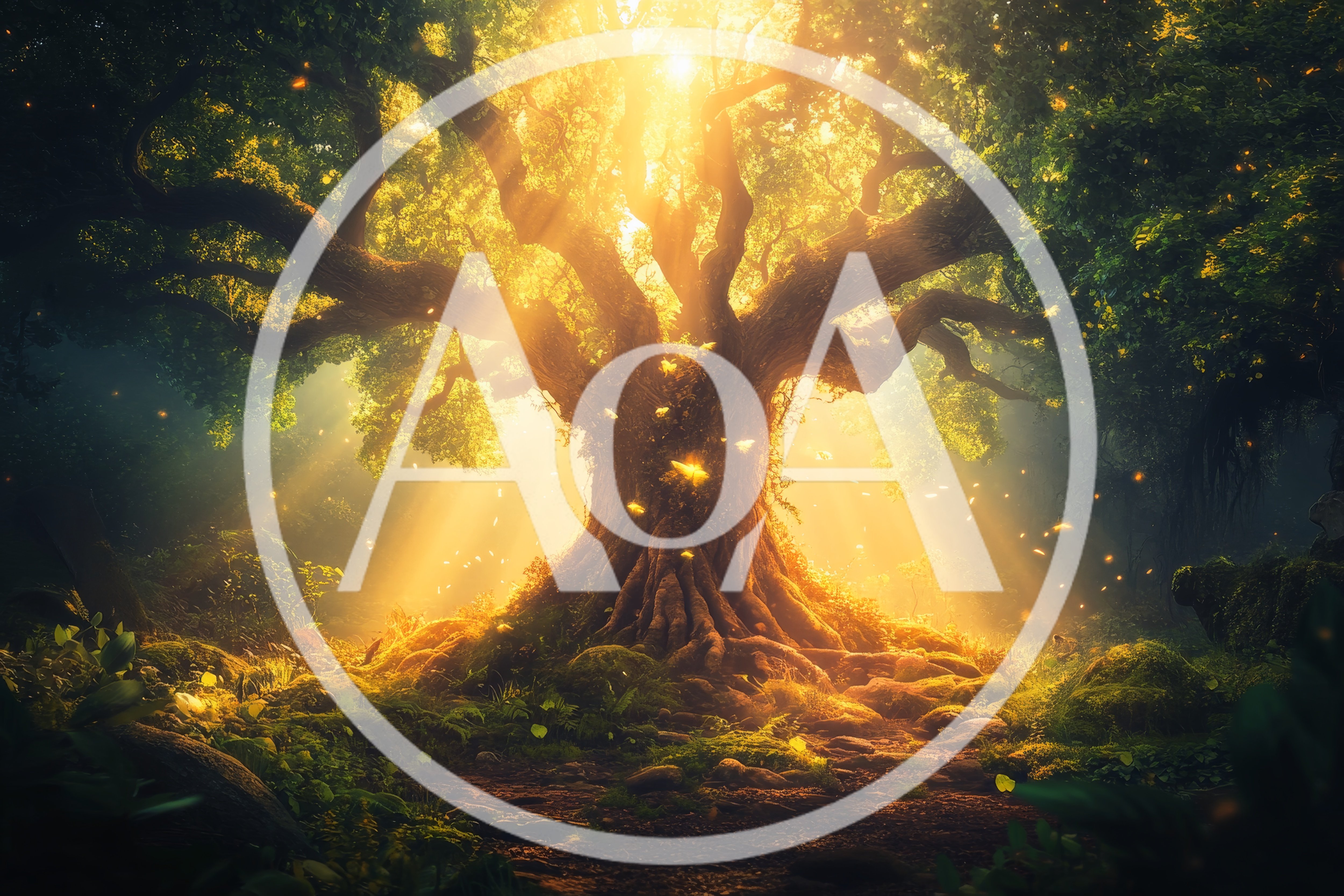 Ancient Glowing Tree In A Magical Forest