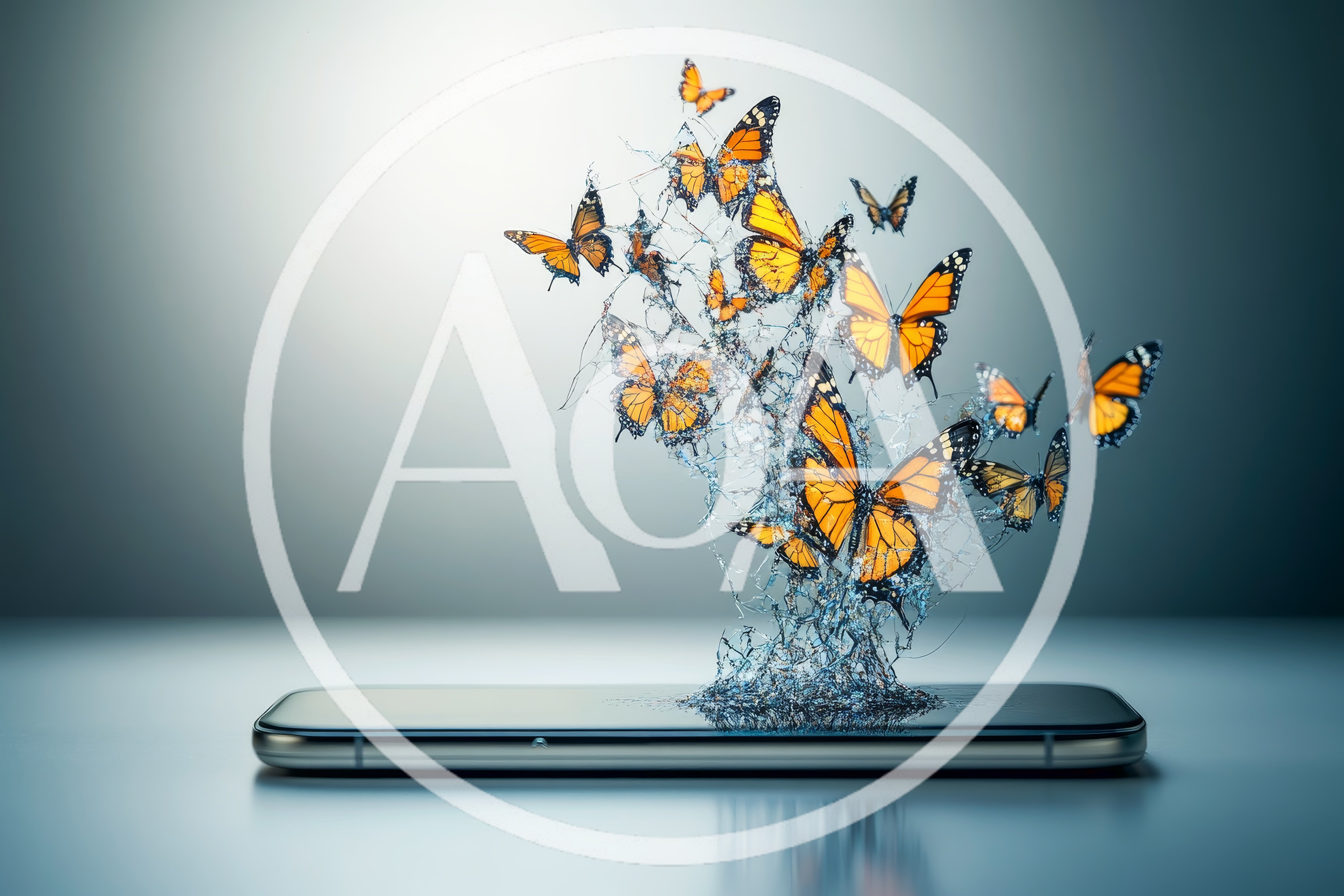 Monarch Butterflies Emerging From A Digital Smartphone Screen
