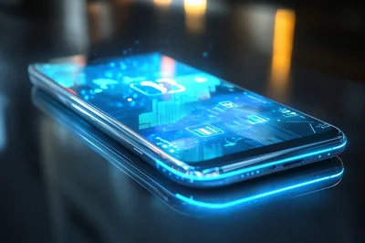 Futuristic Smartphone With Glowing Digital Interface