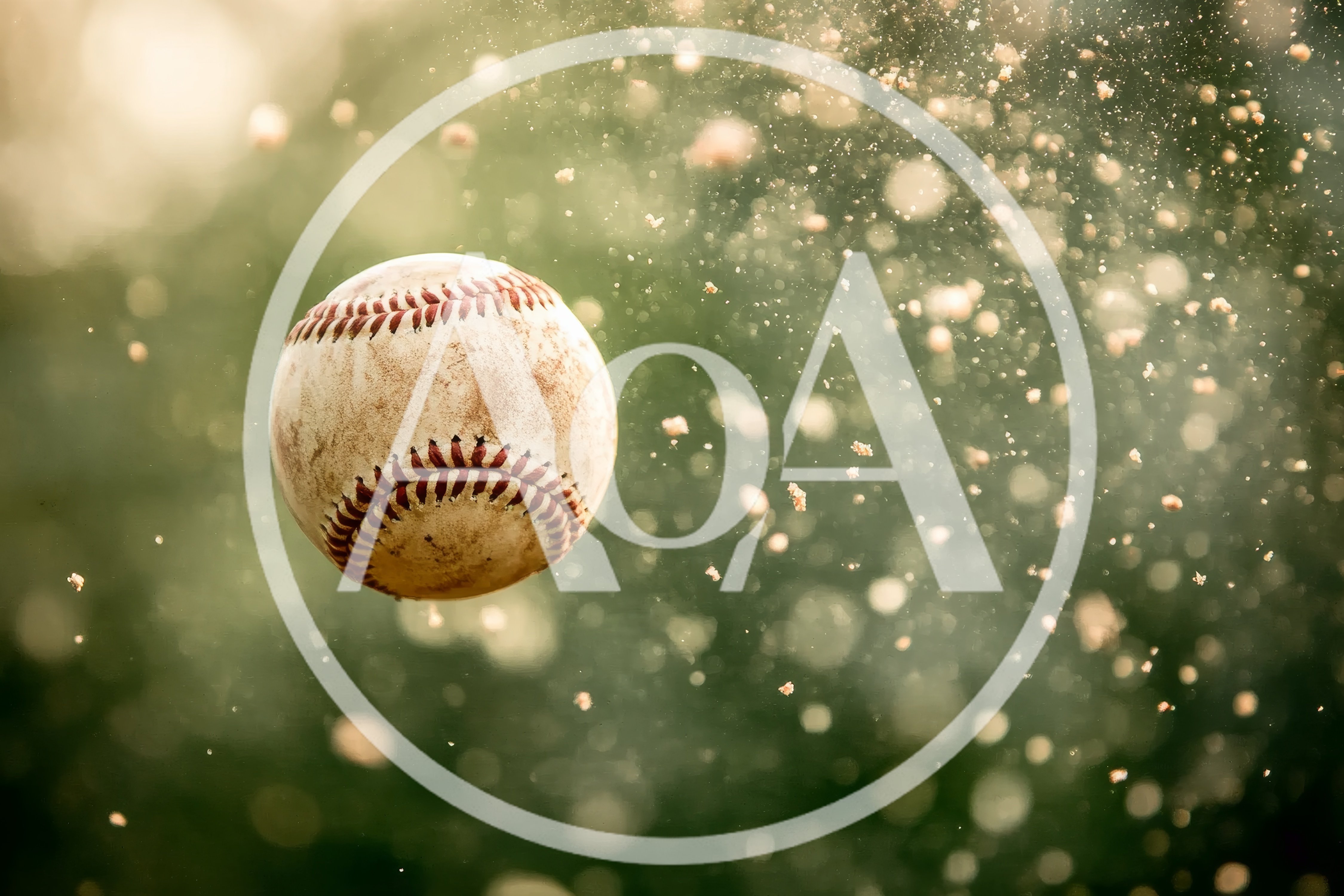 Dirty Baseball Flying Through Air With Dust Particles