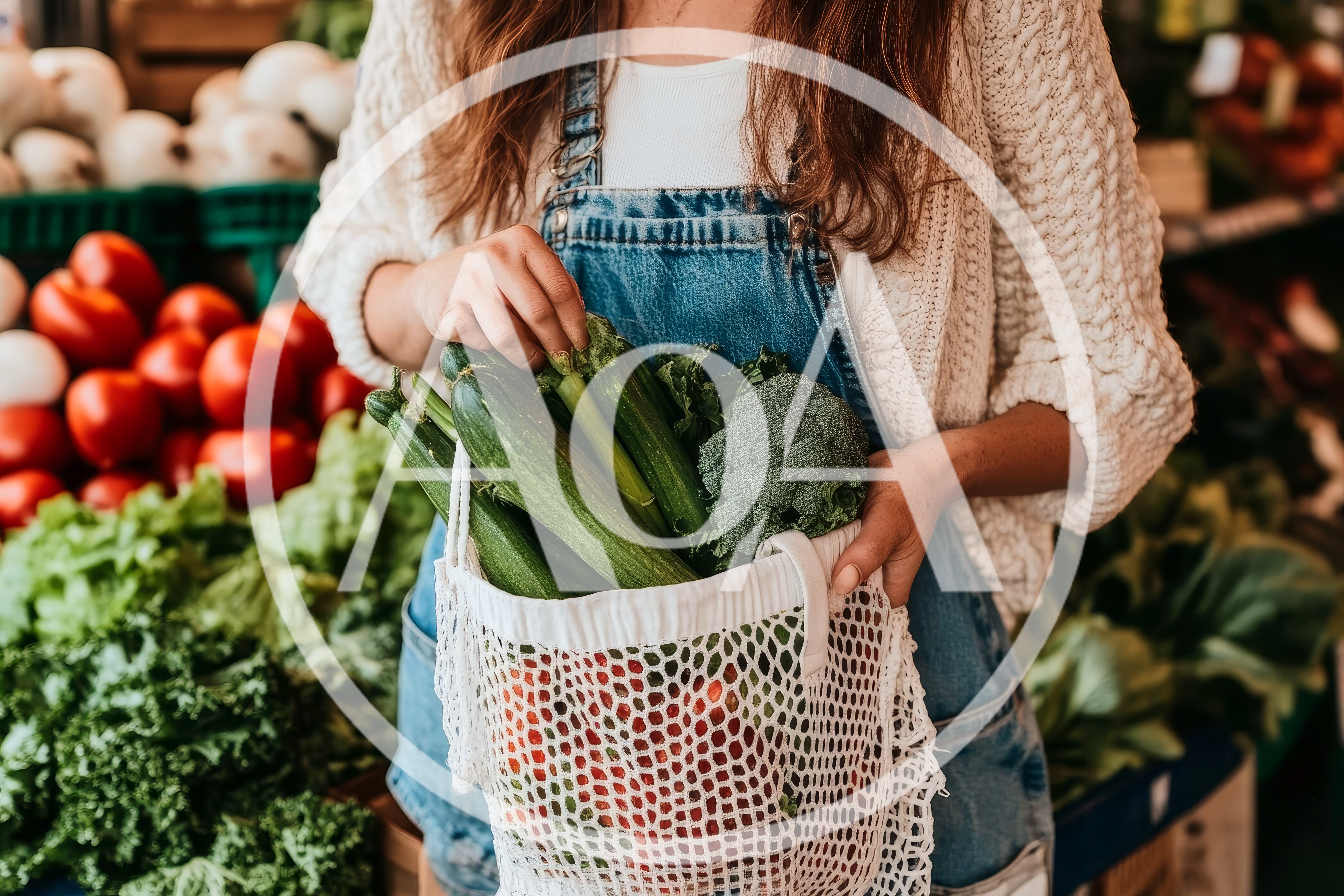 Woman Shopping For Fresh Vegetables At A Market
