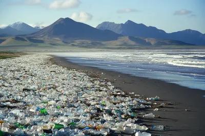 Plastic Pollution Littering A Remote Coastal Beach