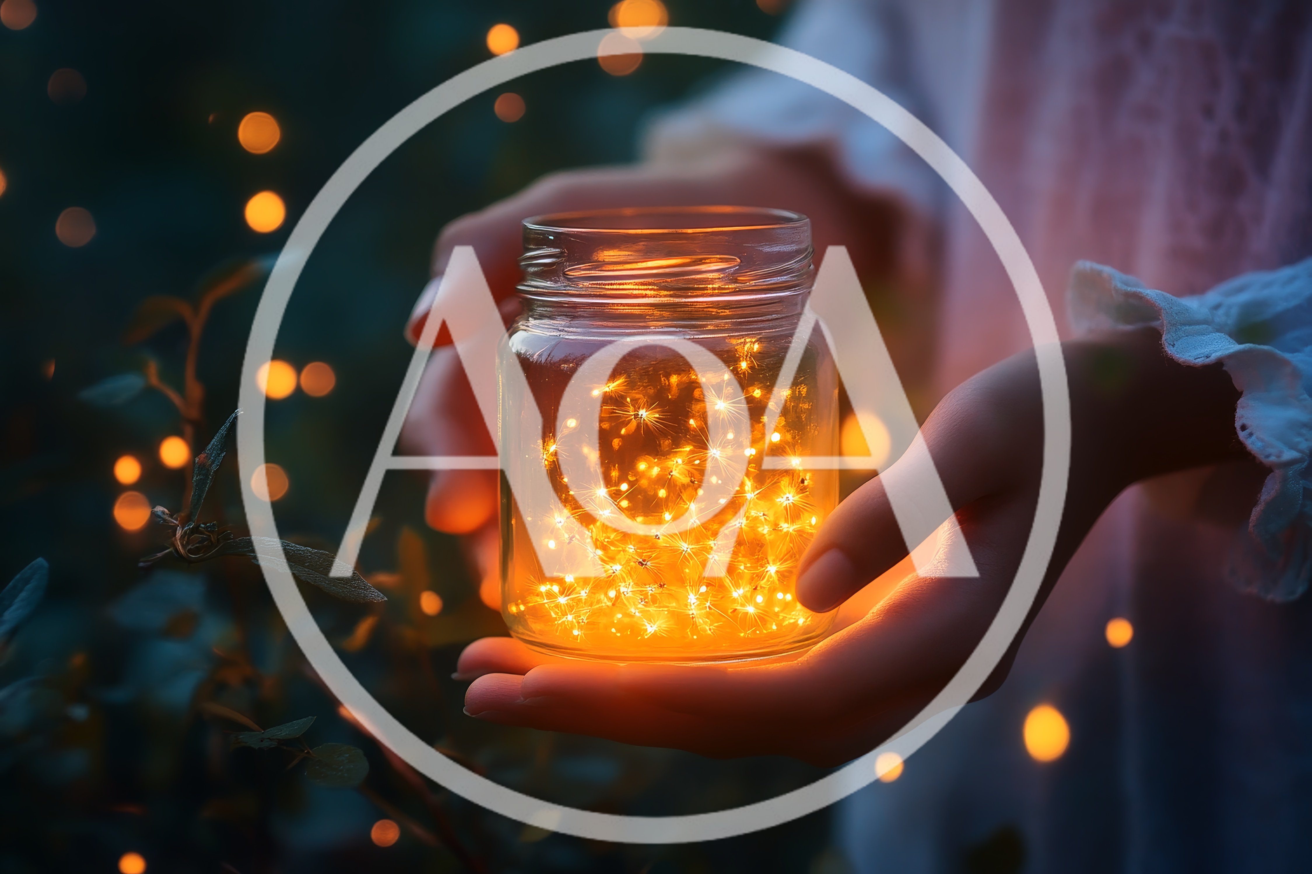 Person Holding A Glowing Glass Jar Of Fairy Lights