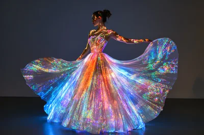 Woman Wearing A Radiant Light Projection Dress