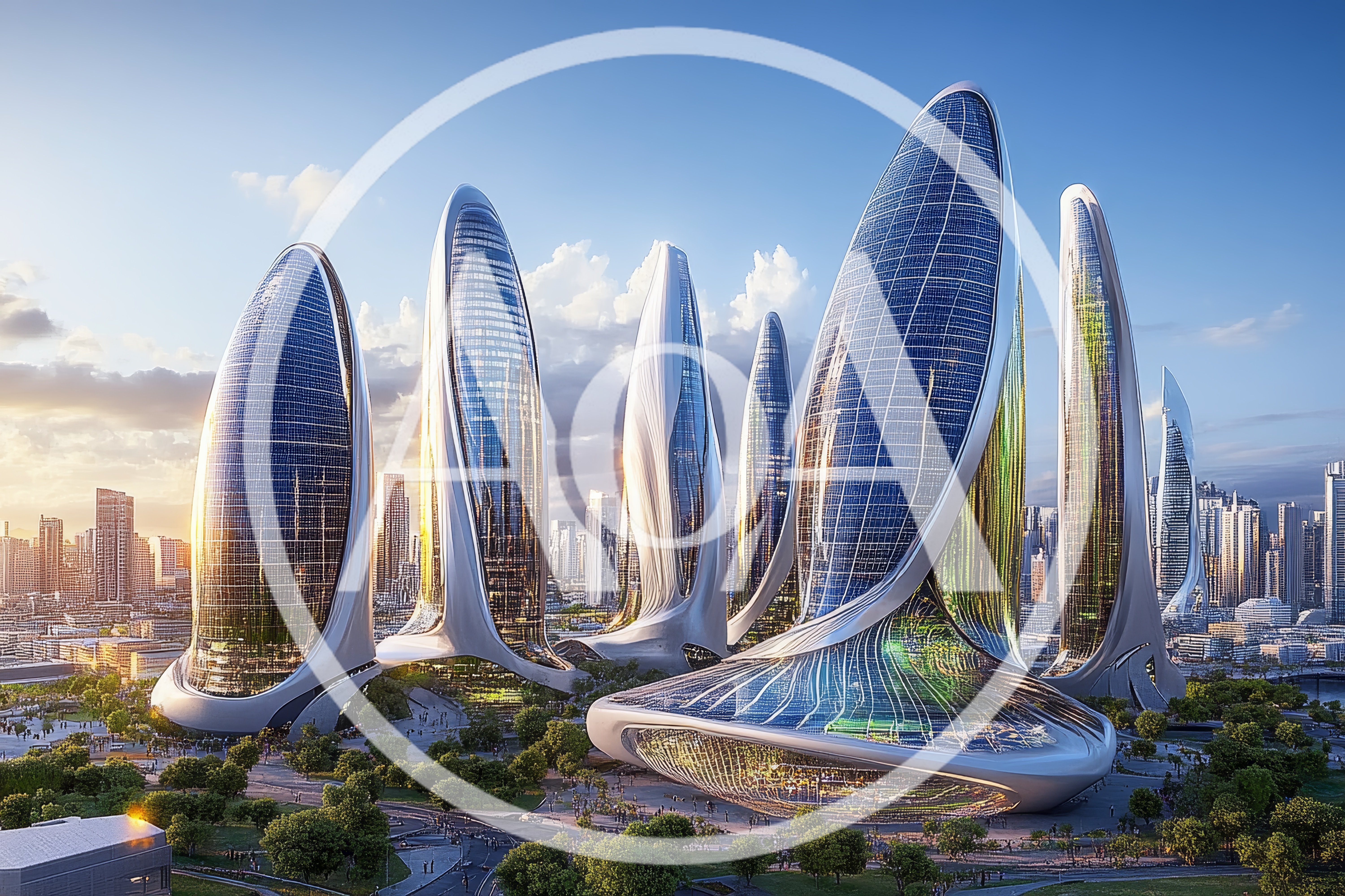 Futuristic Cityscape With Organic Architectural Skyscrapers