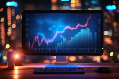 Financial Stock Market Chart Displayed On Computer Monitor