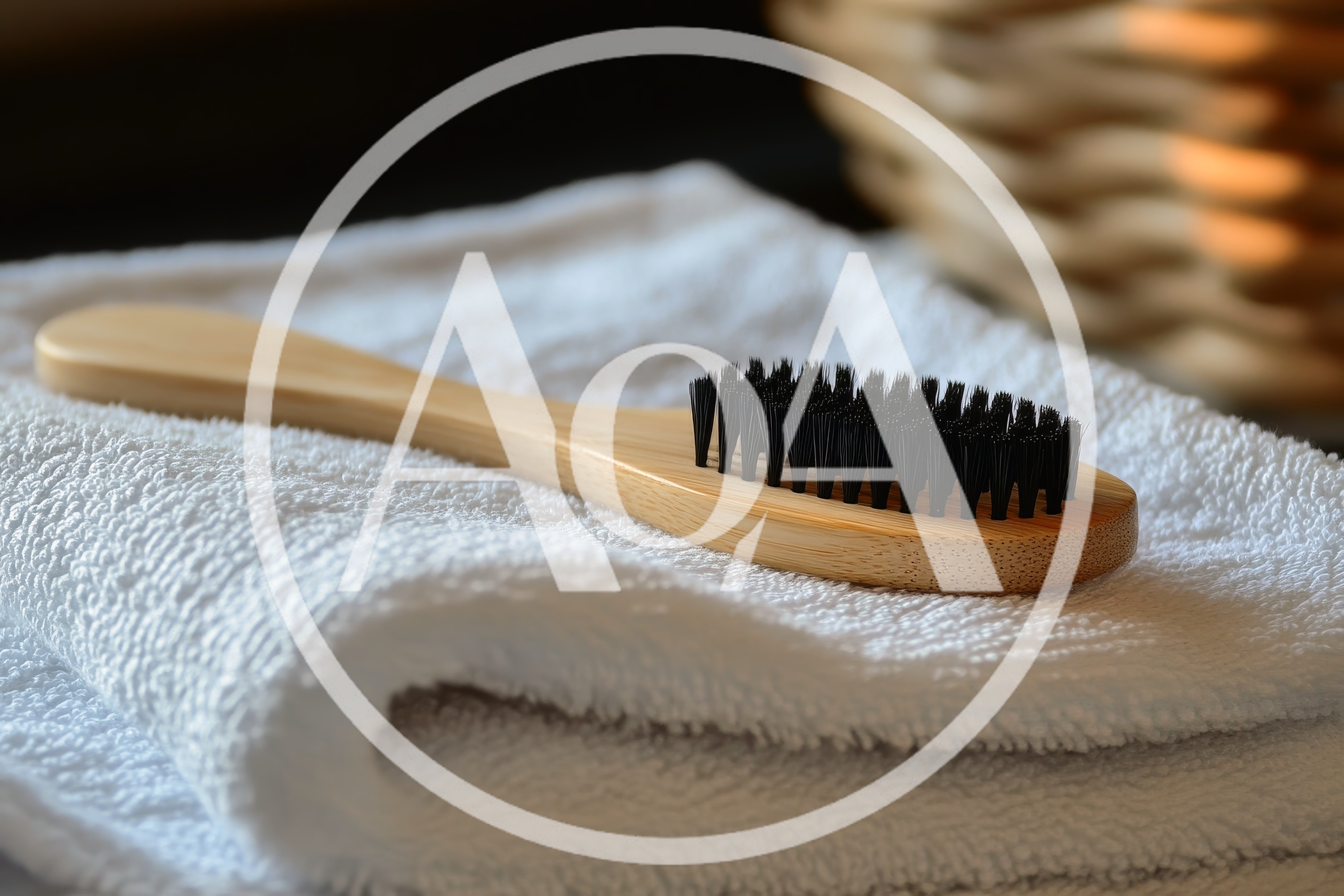 Wooden Beard Brush Resting On A White Towel