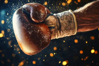 Close Up Of A Boxing Glove Punching