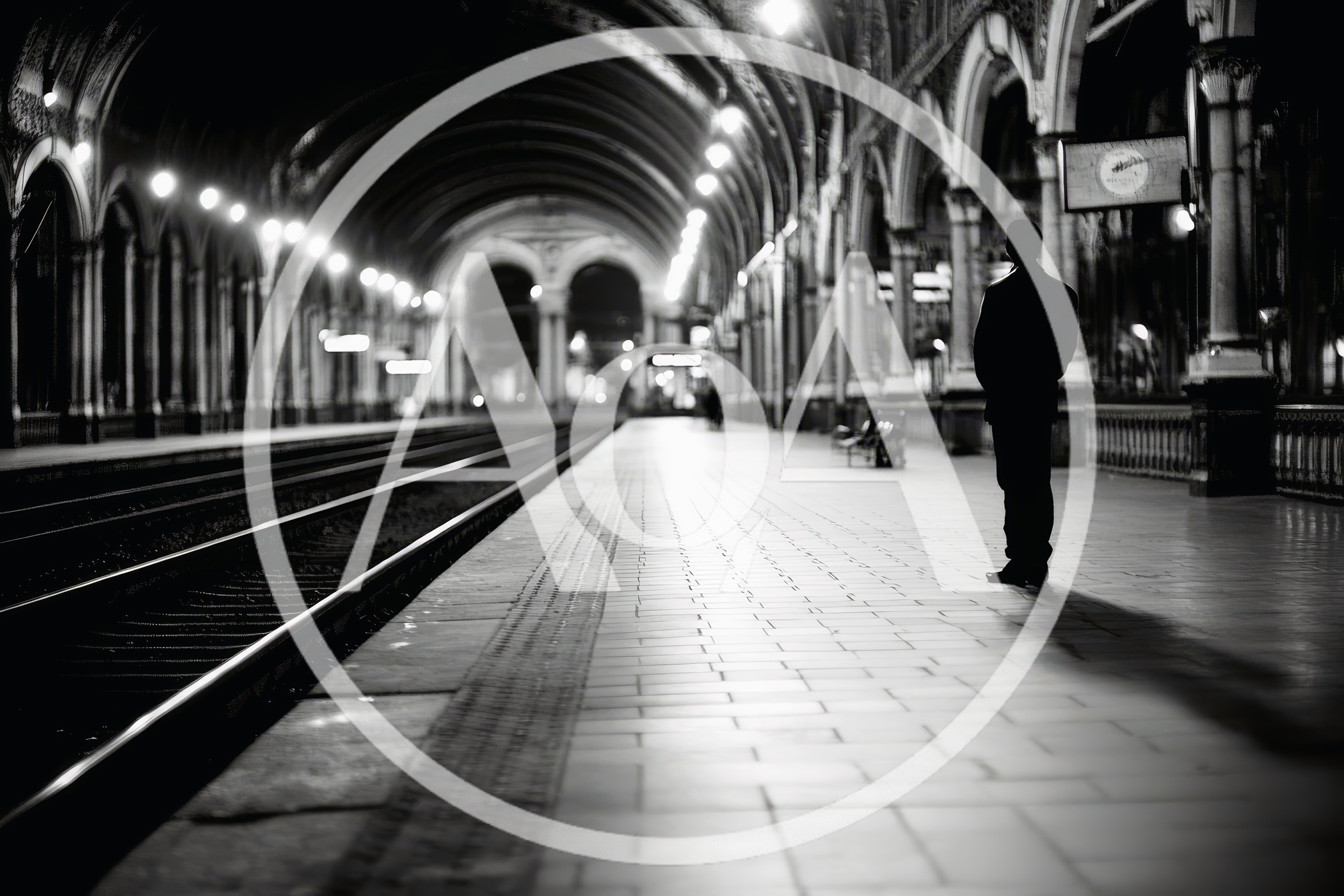 Silhouette Of A Man Standing On A Train Platform