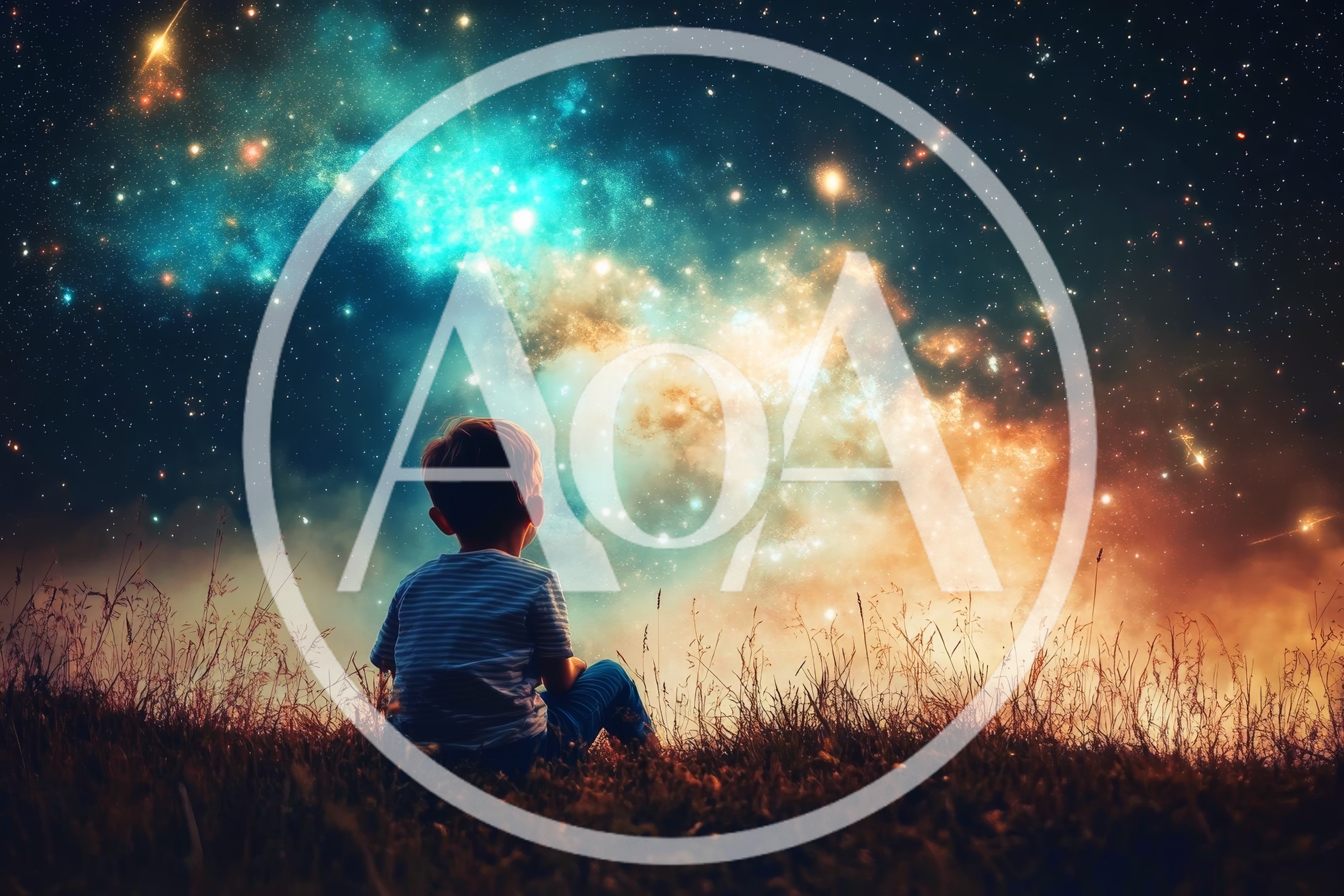 Young Boy Sitting Alone Watching The Starry Night Sky