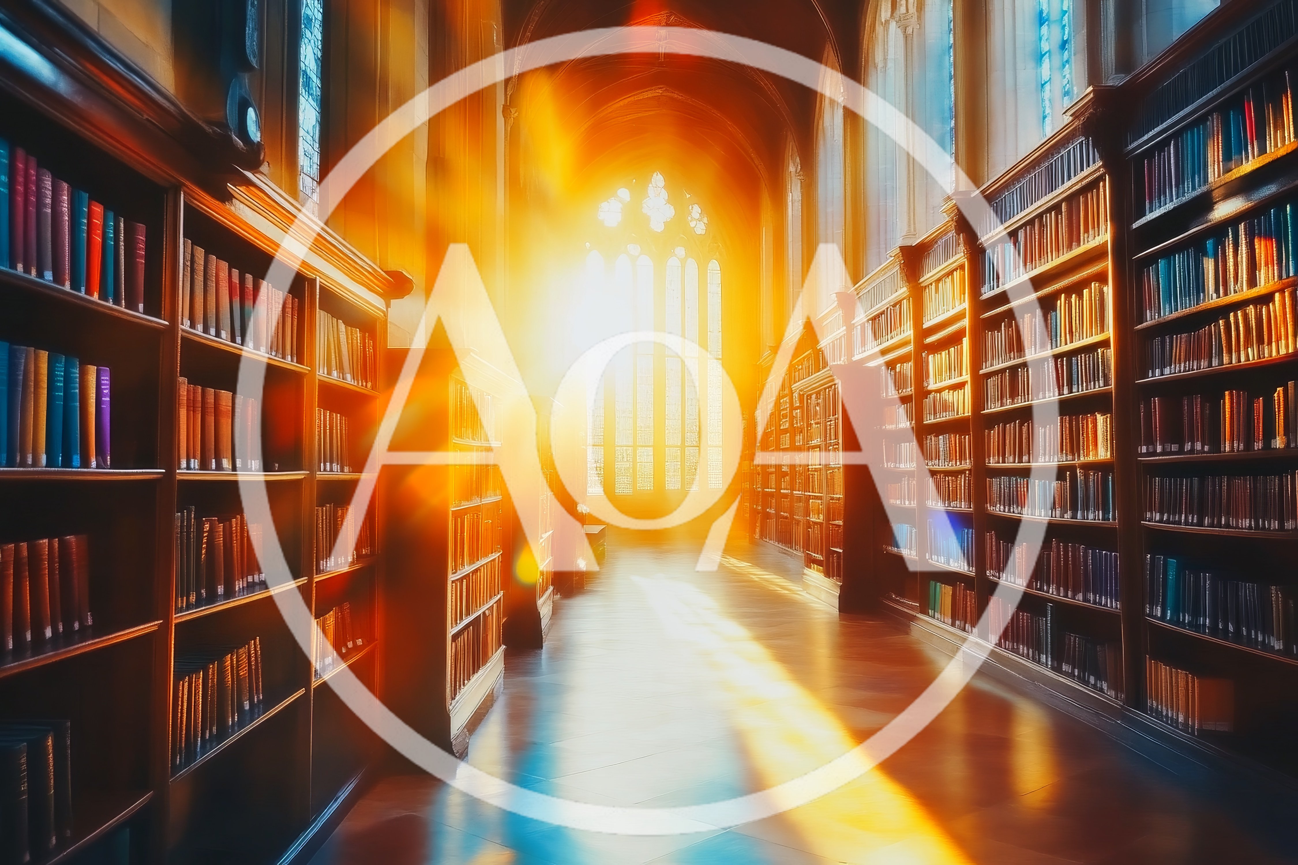 Sunlight Streaming Through A Historic University Library