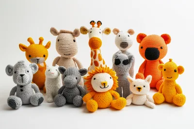 Collection Of Handmade Amigurumi Crochet Animal Toys