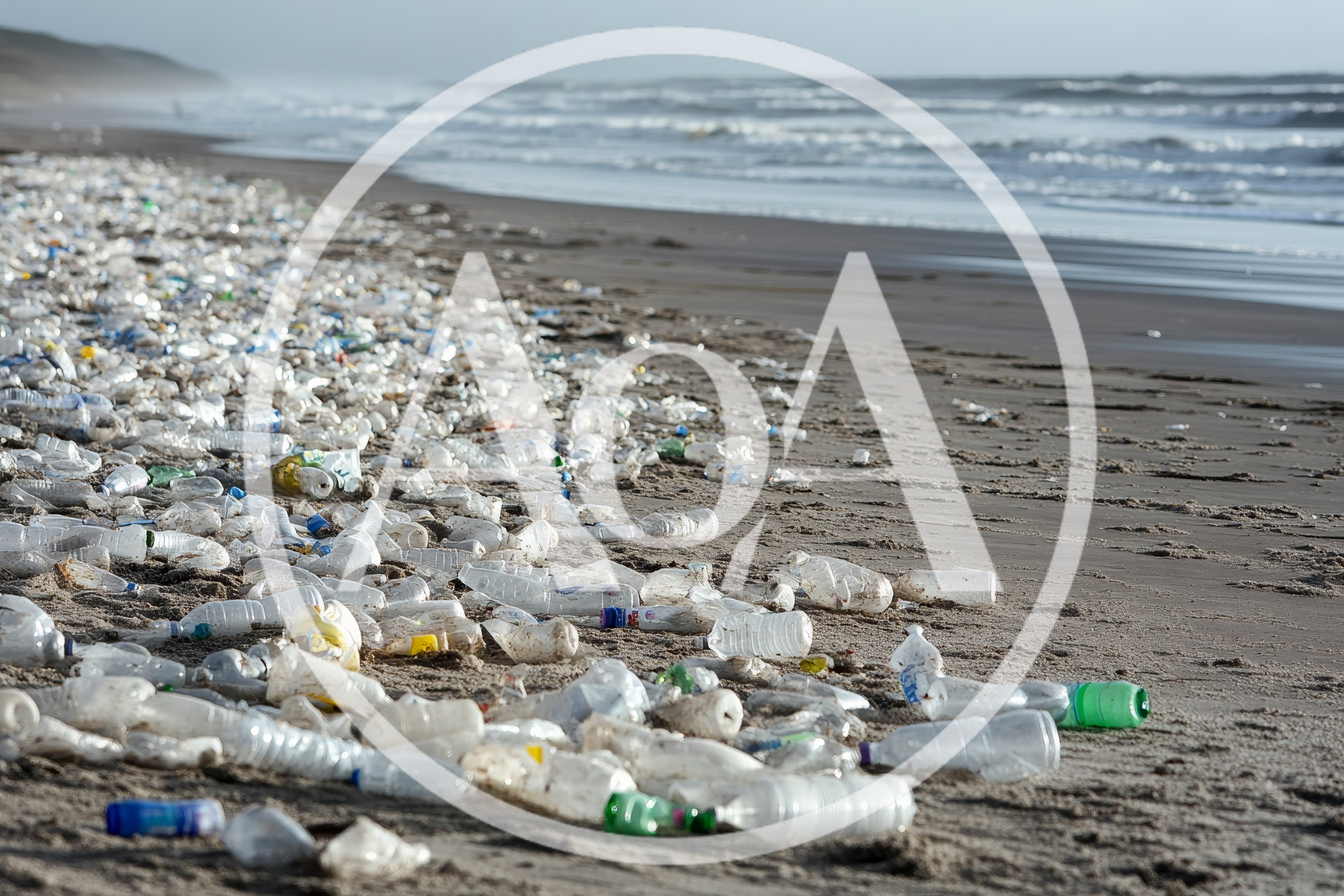 Plastic Bottles Littering A Sandy Ocean Beach