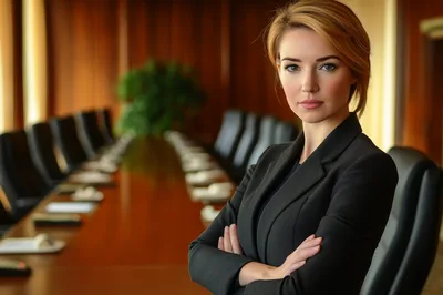 Professional Businesswoman Standing In A Modern Boardroom