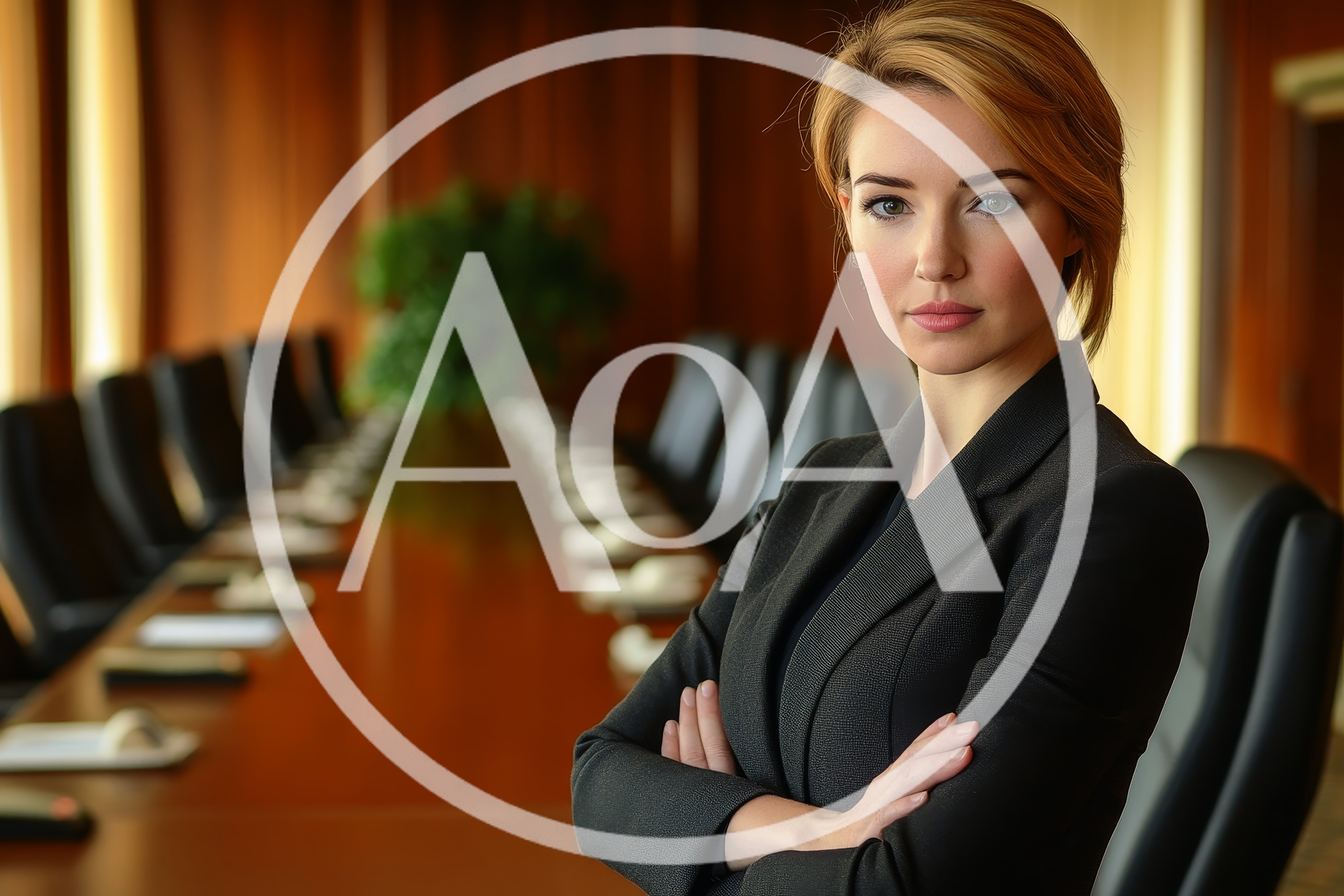 Professional Businesswoman Standing In A Modern Boardroom