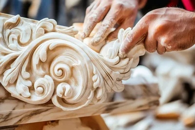 Artisan Sculpting Intricate Marble Ornament