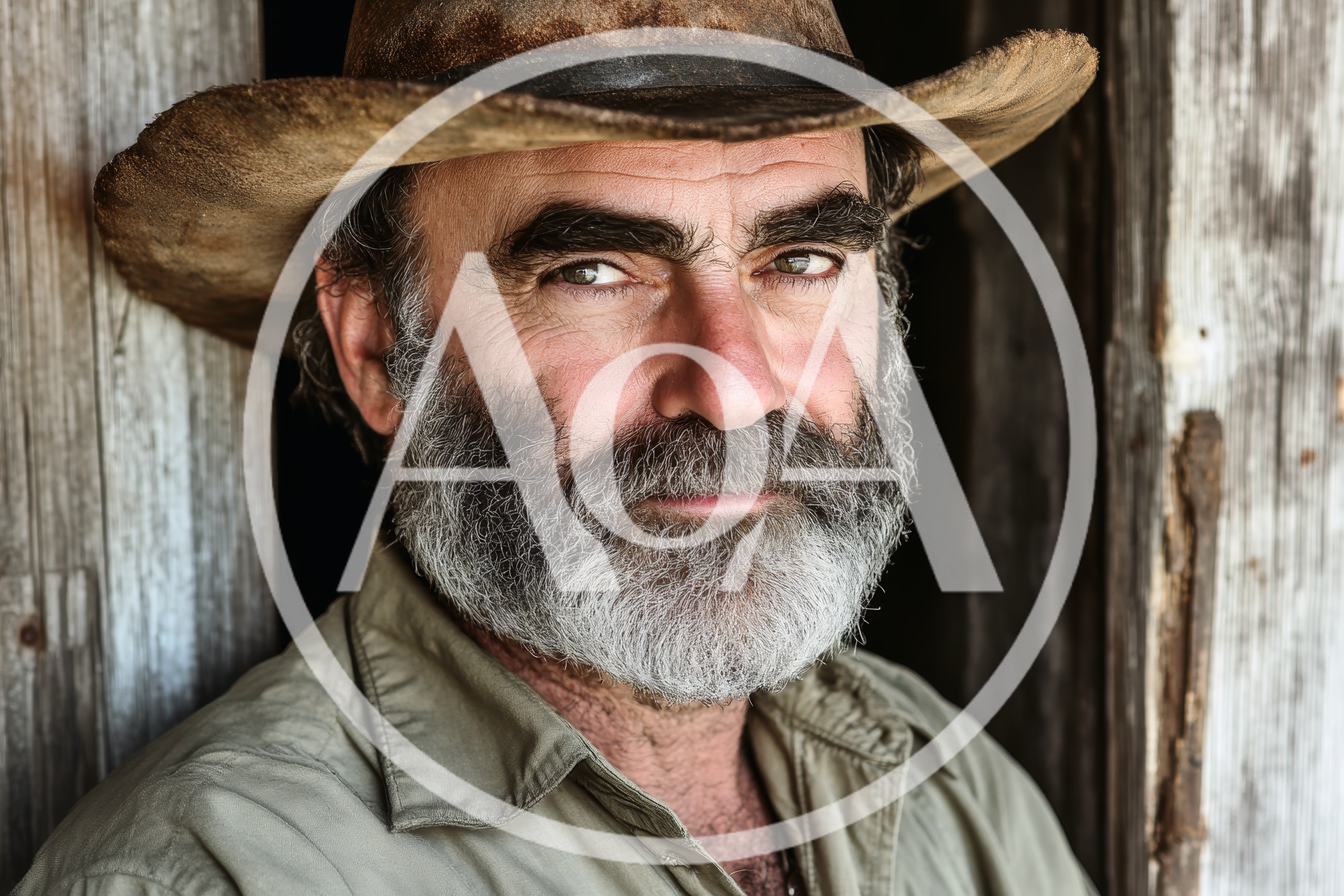 Portrait Of A Rugged Middle Aged Man In A Cowboy Hat