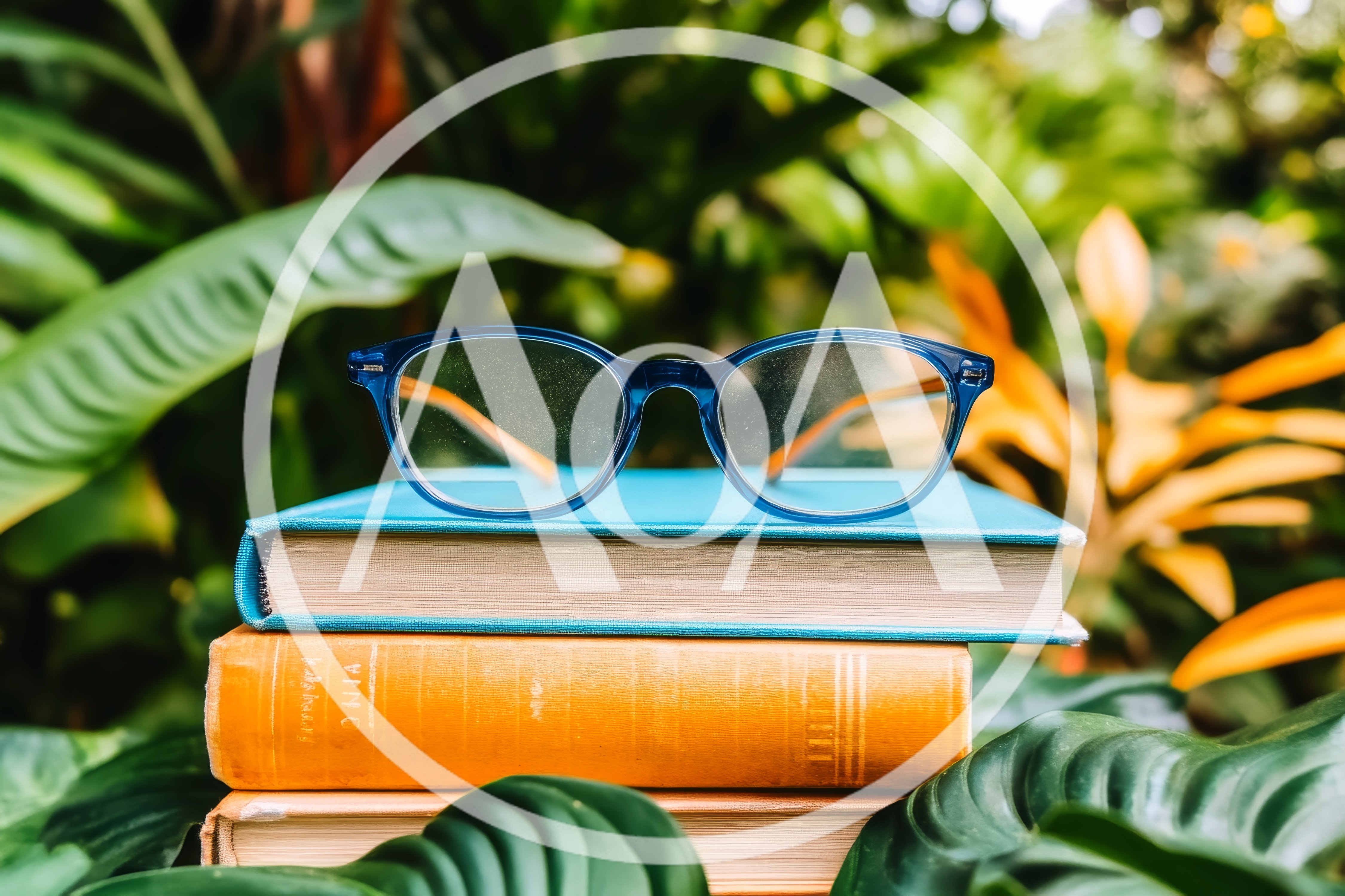 Blue Glasses Resting On A Stack Of Books
