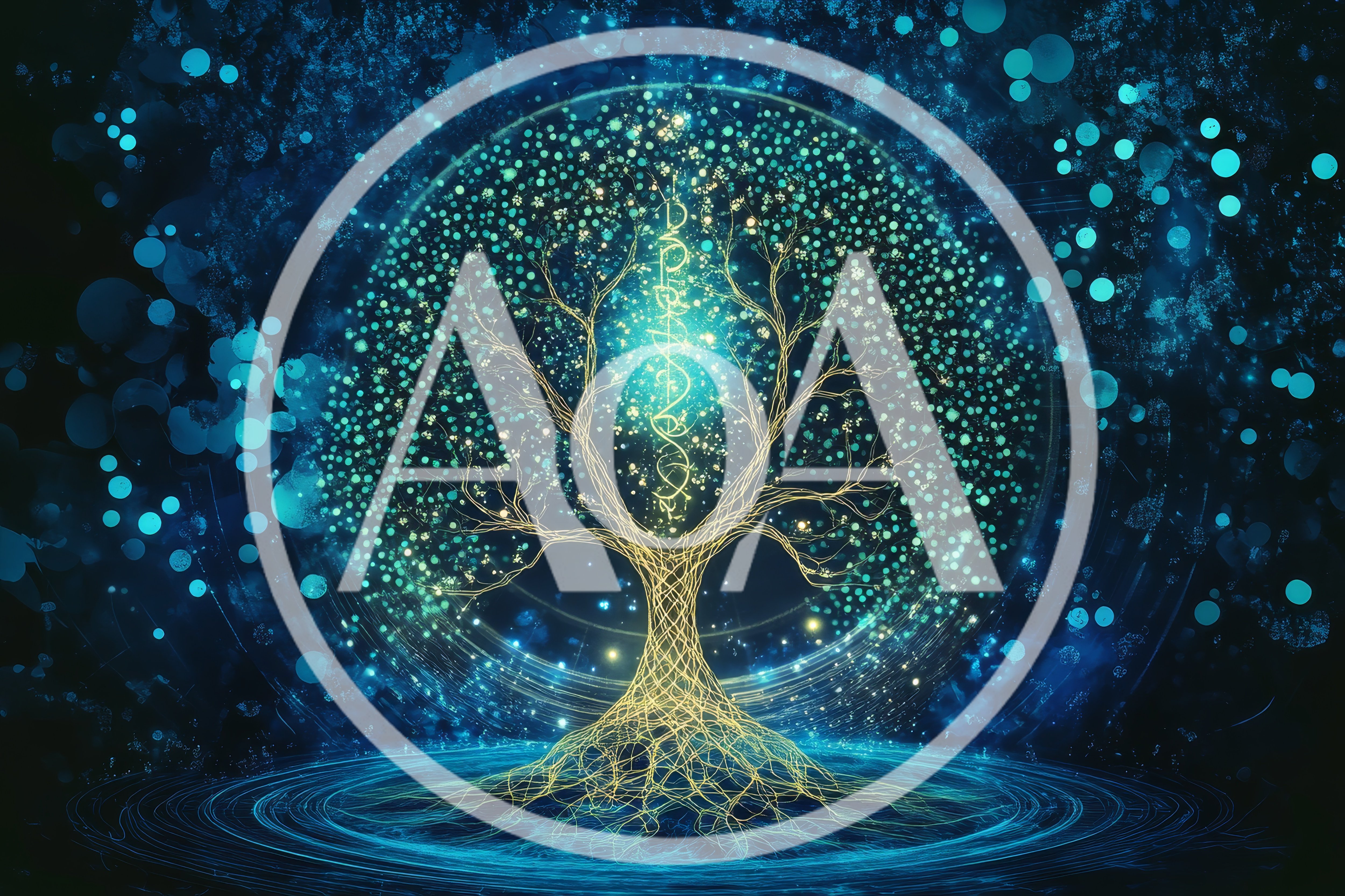 Glowing Digital Tree Of Life With Abstract Data Particles