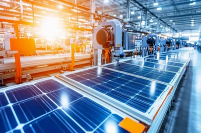Automated Solar Panel Manufacturing Line In Factory