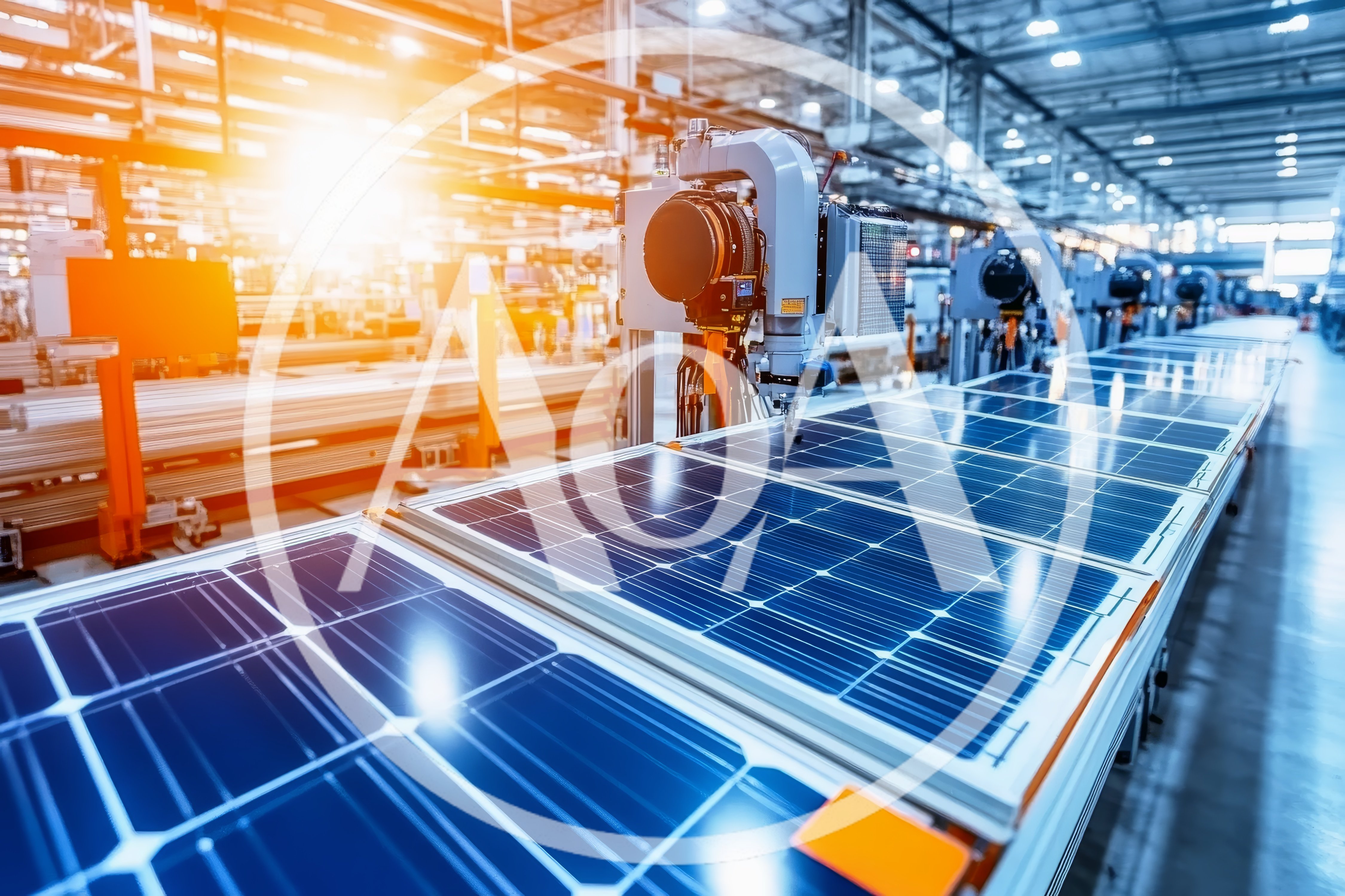 Automated Solar Panel Manufacturing Line In Factory
