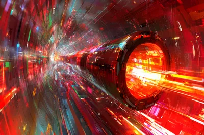 Futuristic High Speed Data Tunnel With Glowing Energy Core